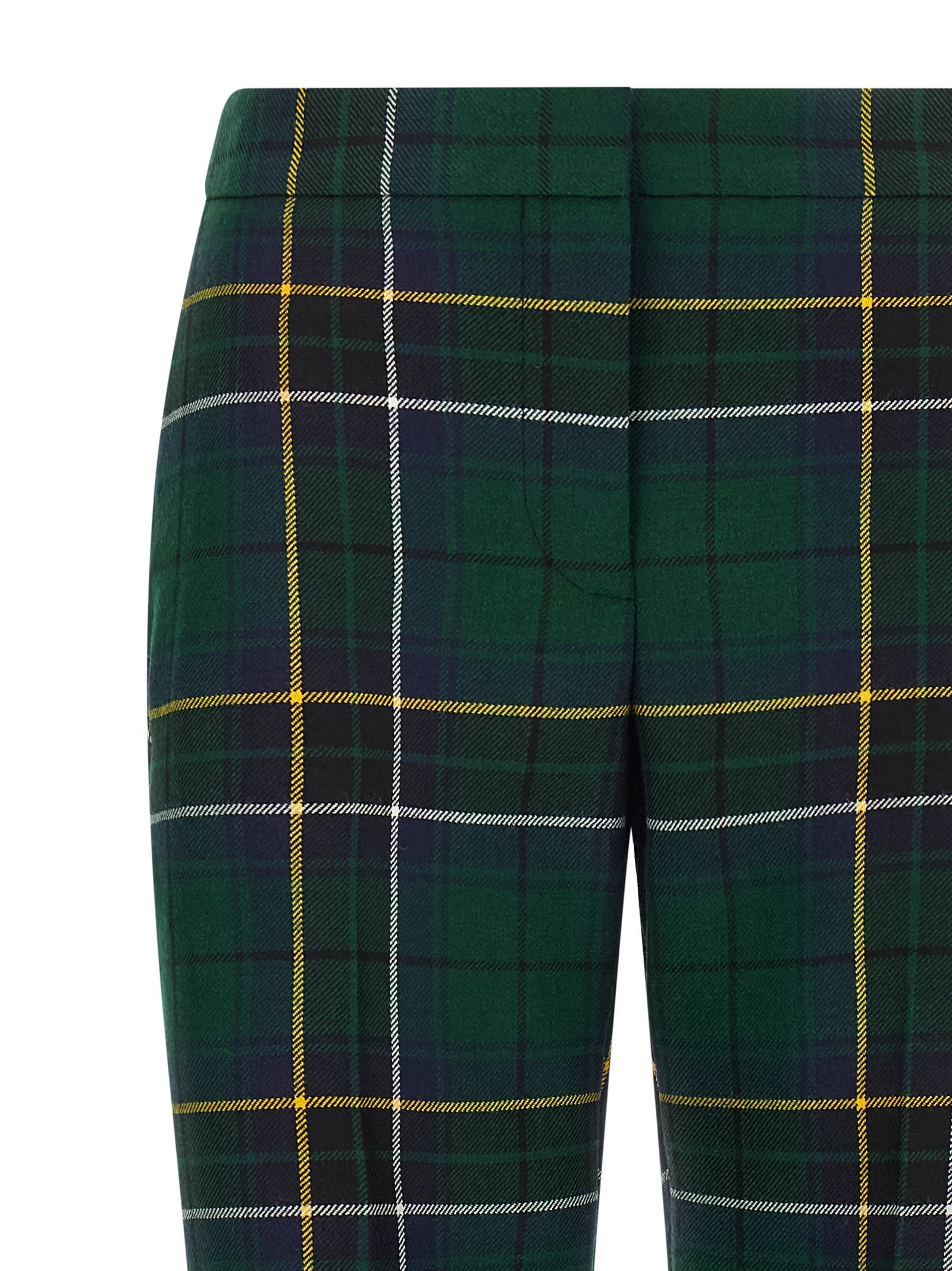Alexander Mcqueen Wool Tartan Cigarette Trousers In Green