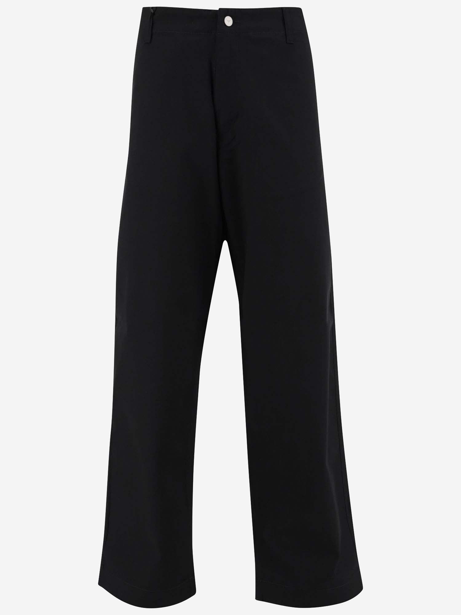 Shop Emporio Armani Stretch Cotton Wide Leg Pants In Black