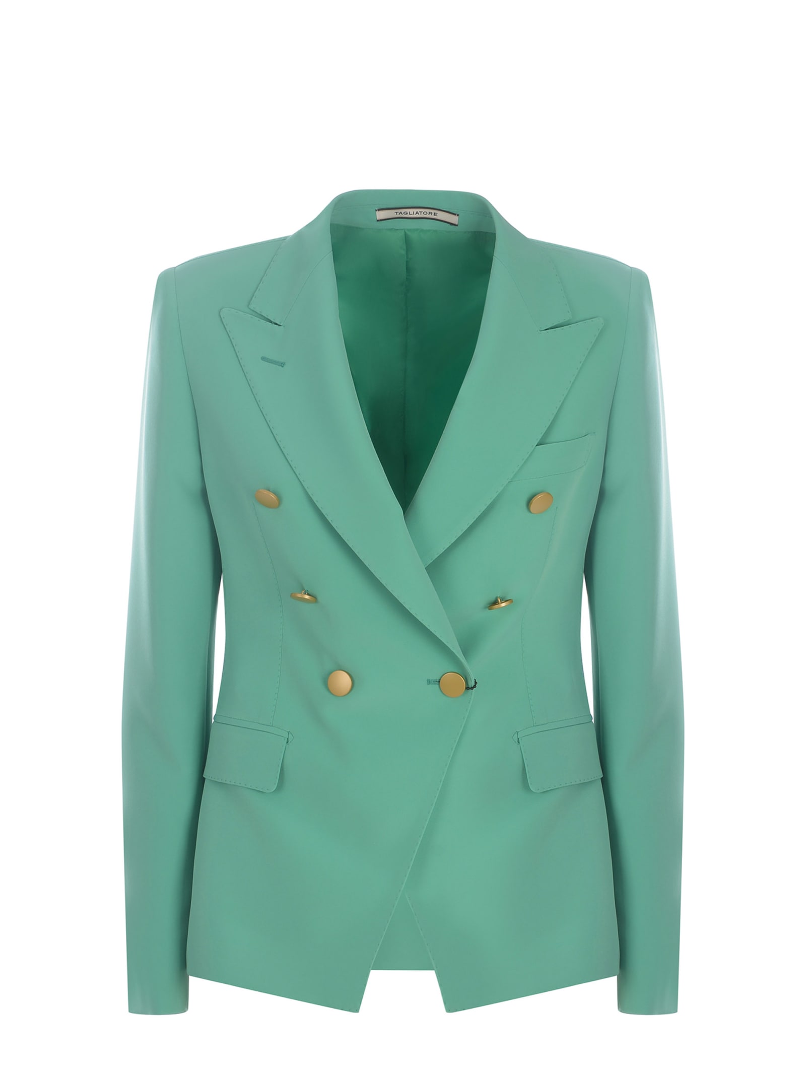 Shop Tagliatore Double-breasted Jacket  J-alycia Made Of Cady In Verde Acqua