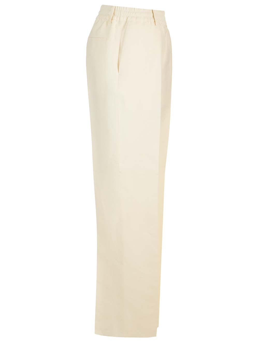 Shop Burberry Paper And Viscose Canvas Trousers In White