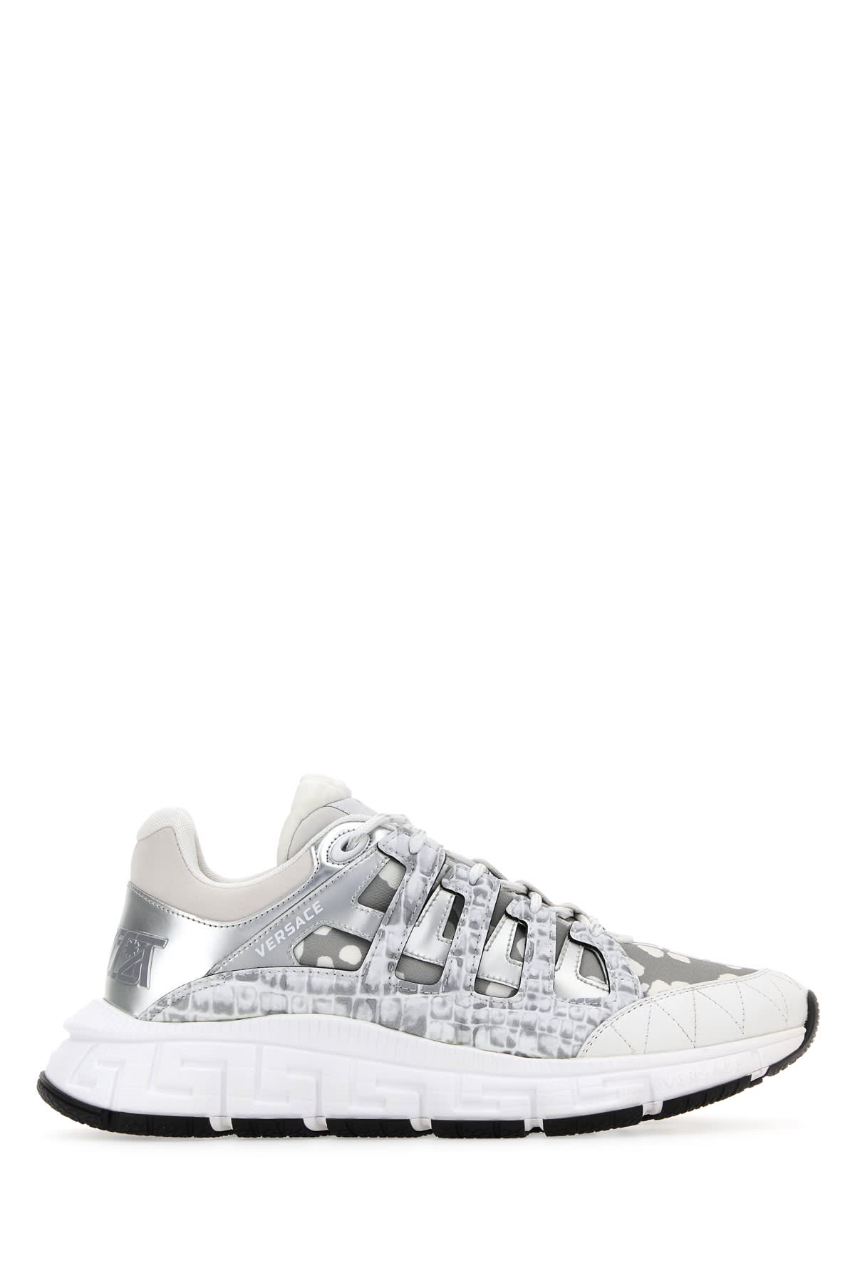 Shop Versace Sneakers In Whitesilver