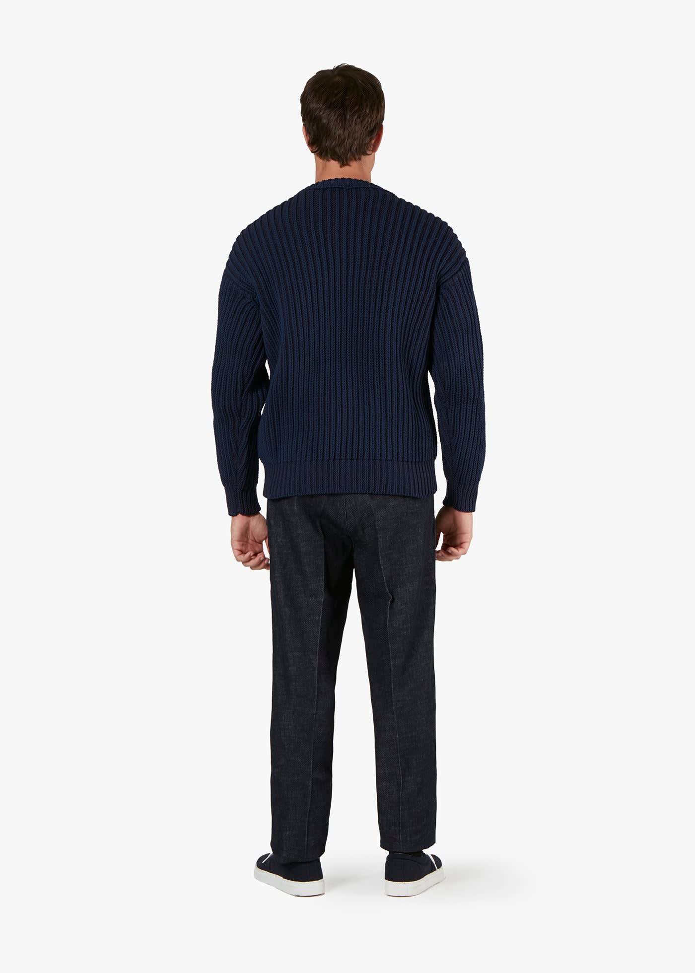 Doppiaa Aappio Round-necked Sweater In Blue