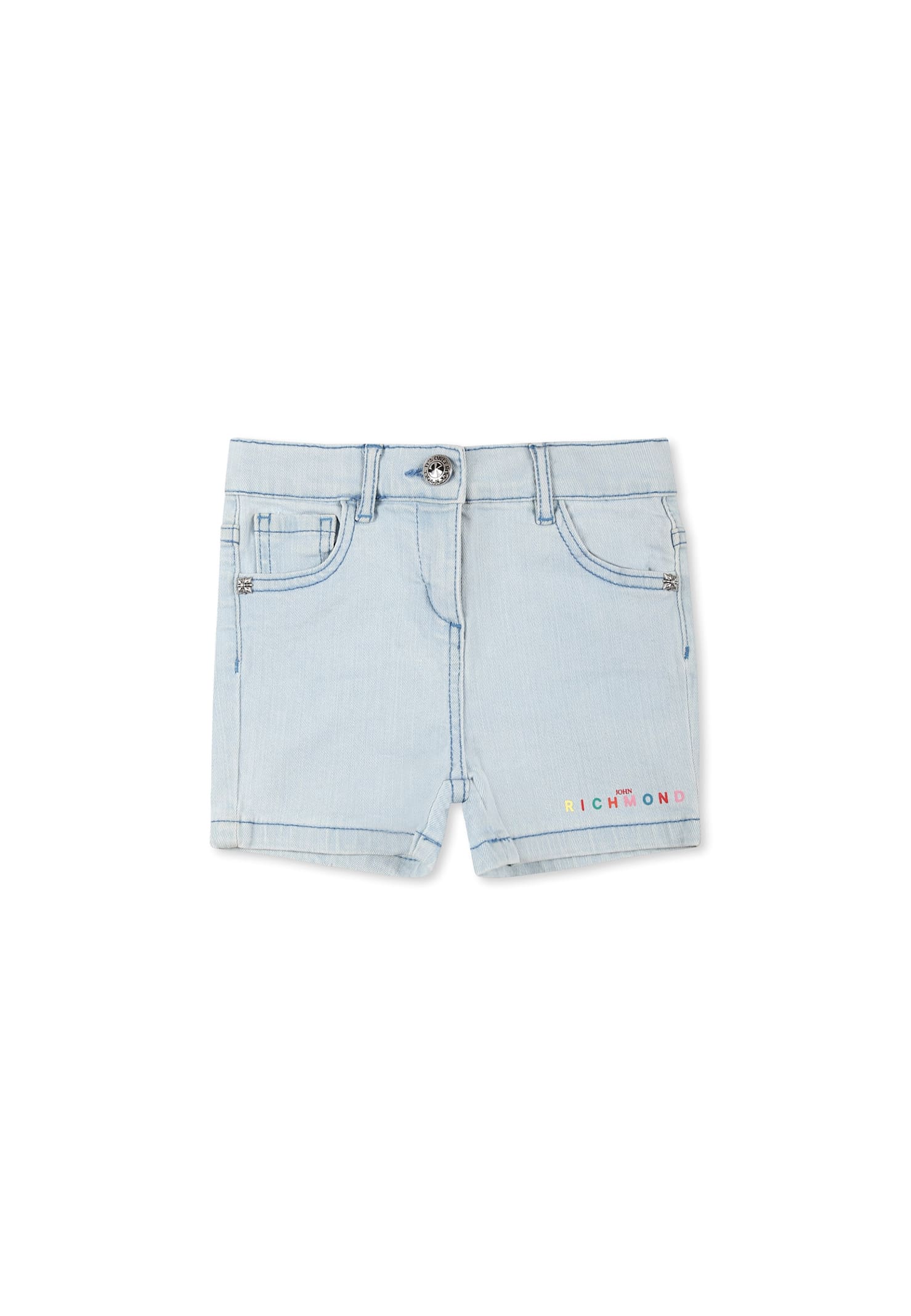 Richmond Denim Shorts For Baby Girl With Logo In Blue