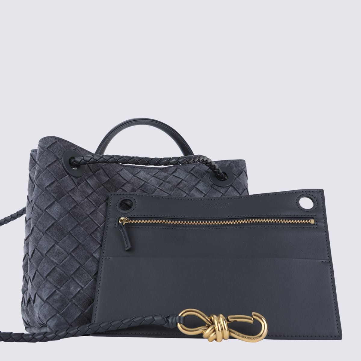 Bottega Veneta Black Leather Lets Go Little One Top Handle Bag