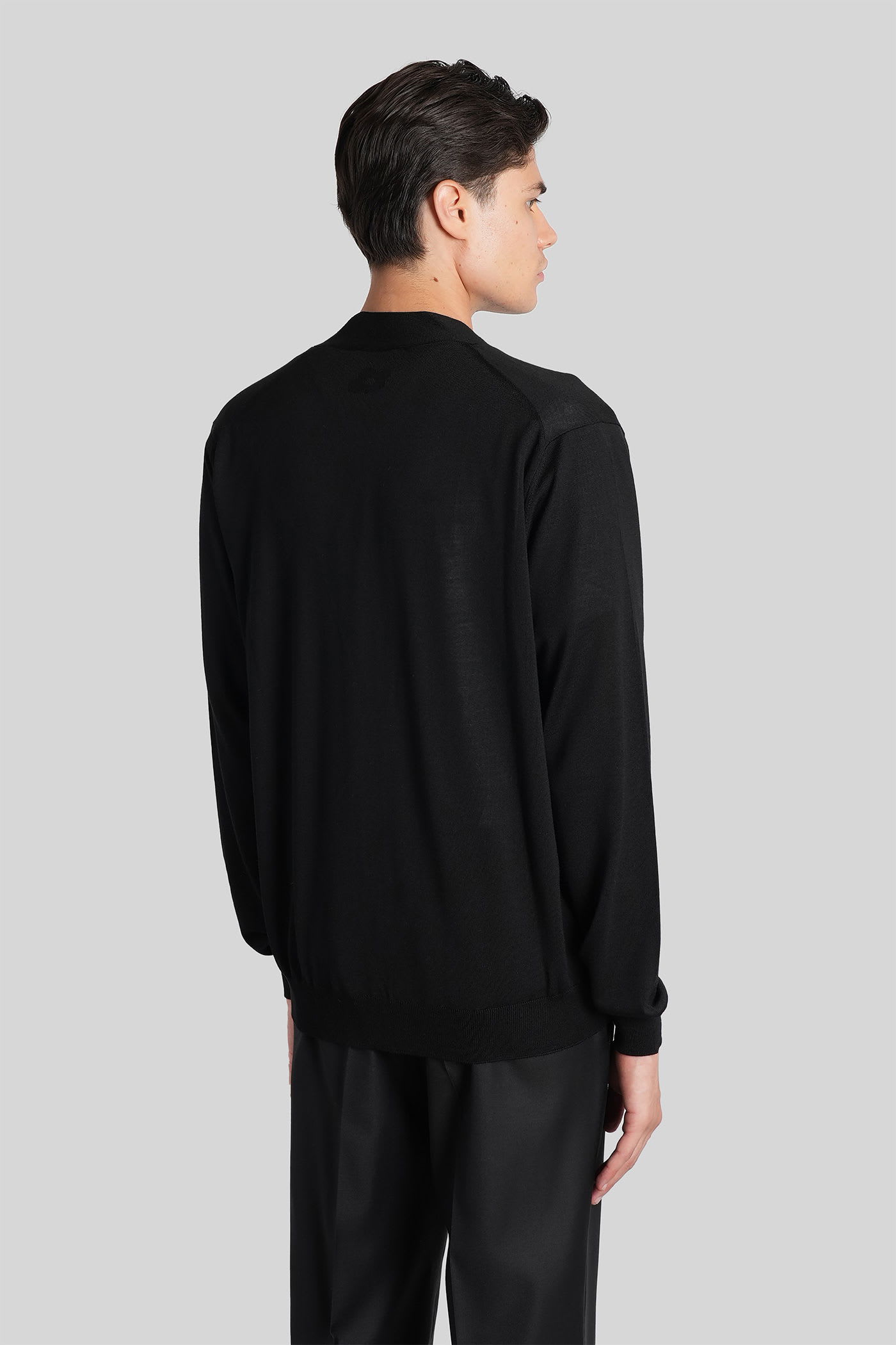 Lardini Button-front Wool Cardigan In Black