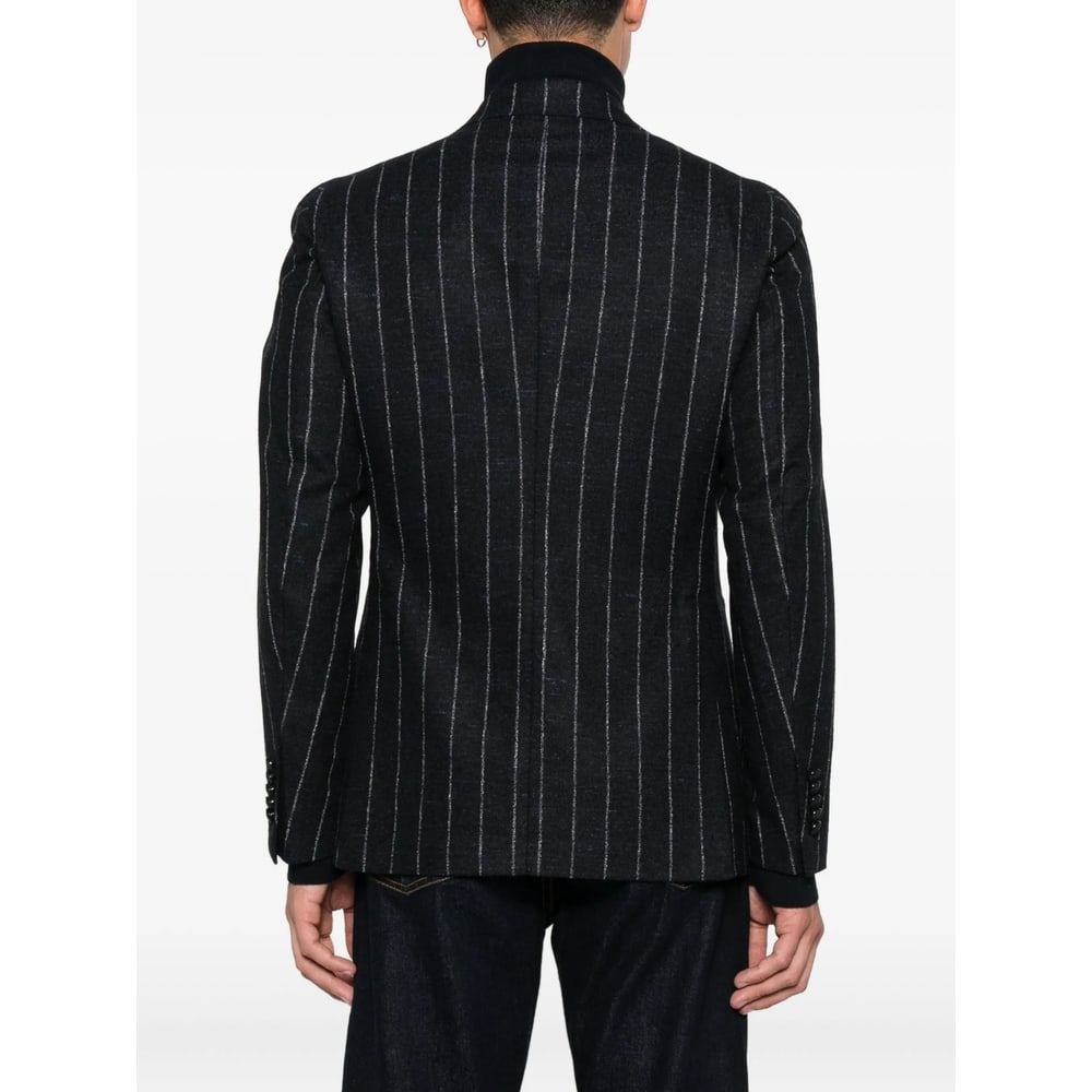 Tagliatore Striped Double-breasted Blazer In Black