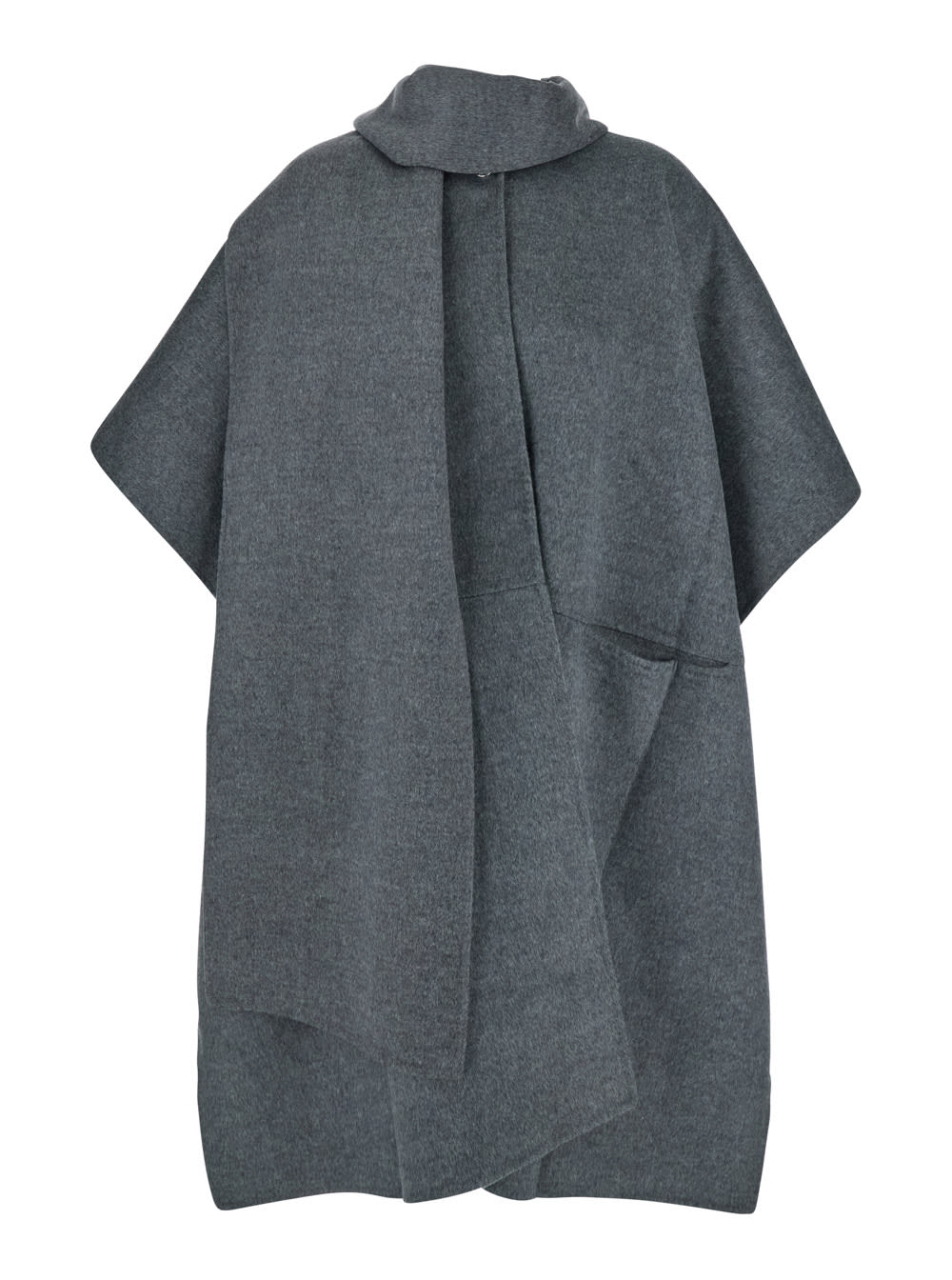 Totême Grey Coat With Scarf In Wool Woman