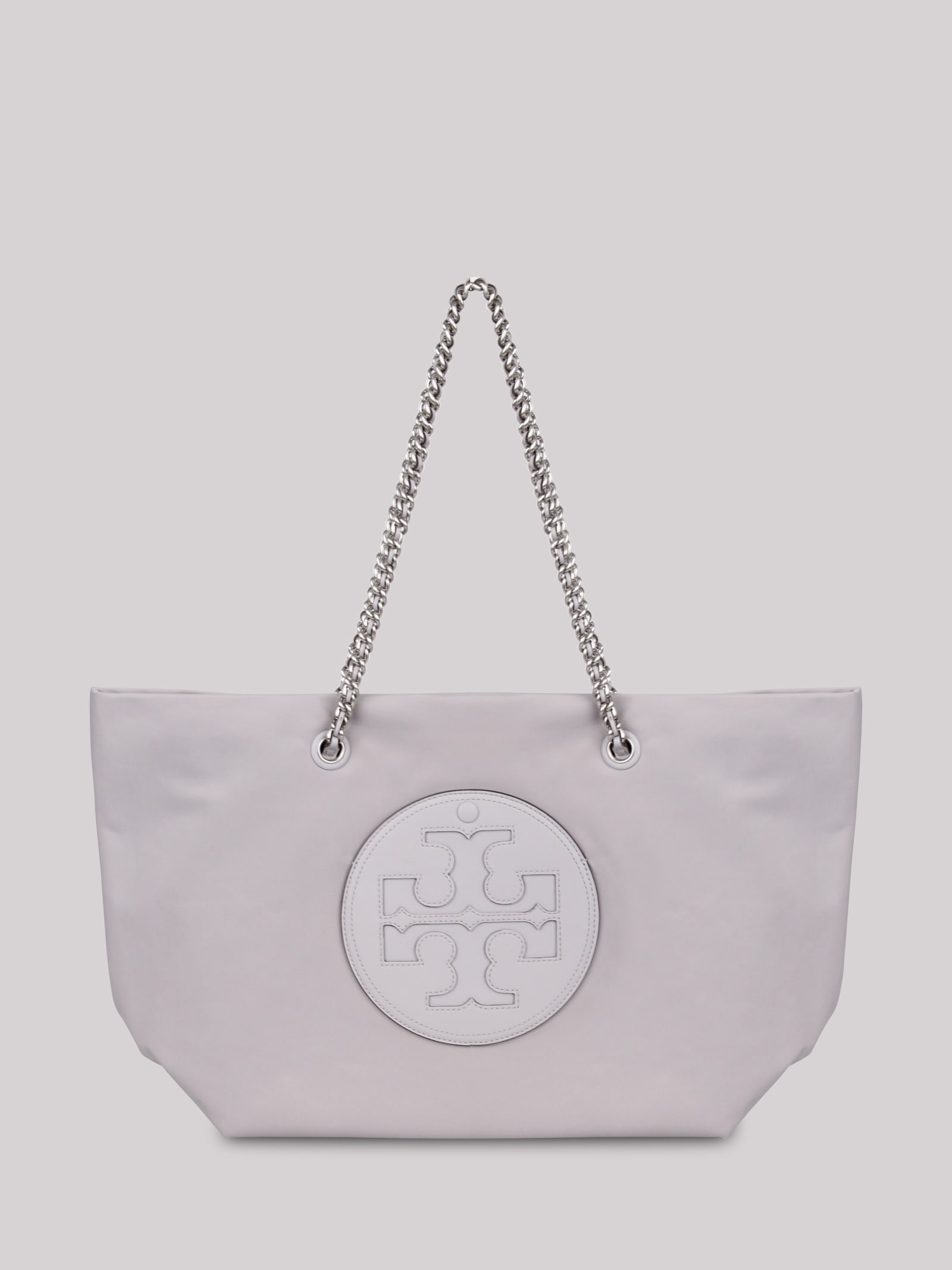 Tory Burch Ella Logo-patch Padded Tote Bag In Gray
