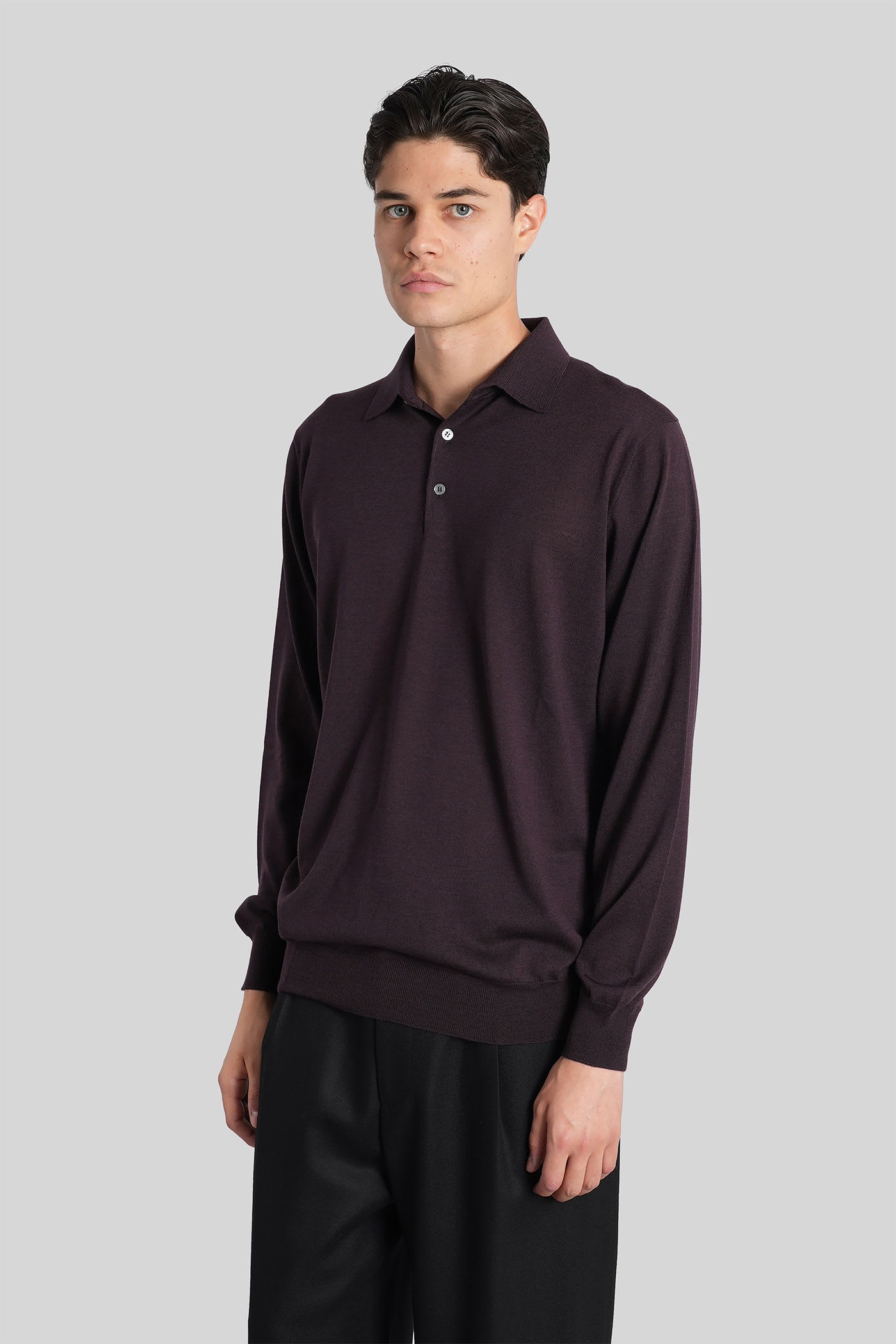 Lardini Polo In Bordeaux Wool In Burgundy