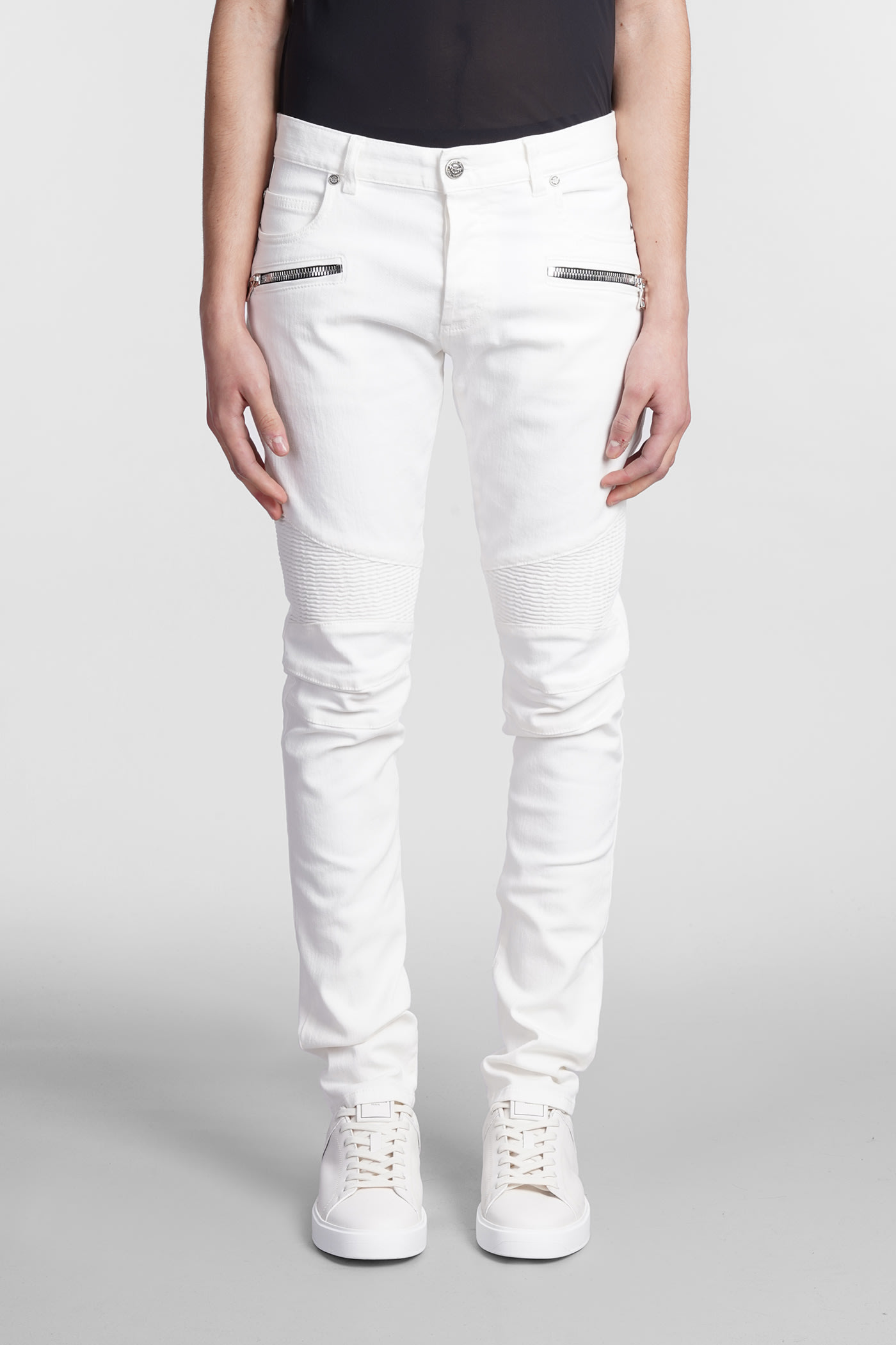 Balmain White Panelled Jeans |