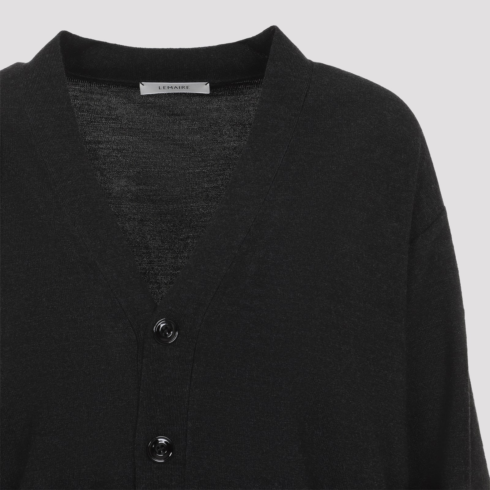 Lemaire Dark Grey Wool Relaxed Twisted Cardigan In Gray