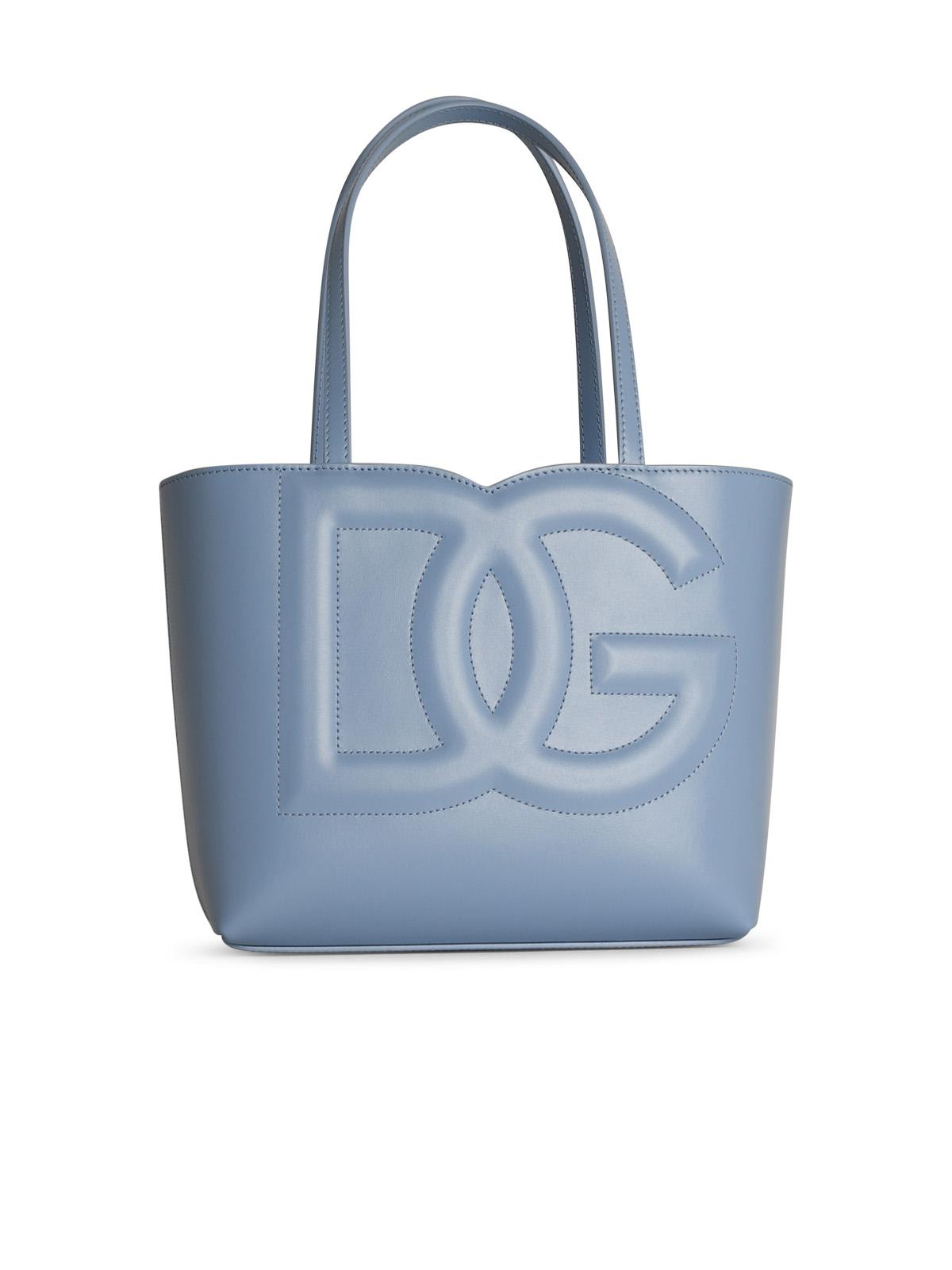 Shop Dolce & Gabbana Shopping Light Blue Leather Bag In Clear Blue