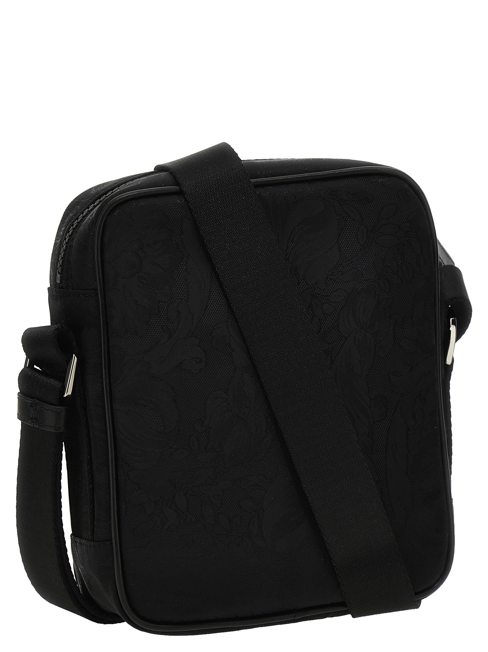 Shop Versace Jacquard Shoulder Strap In Black