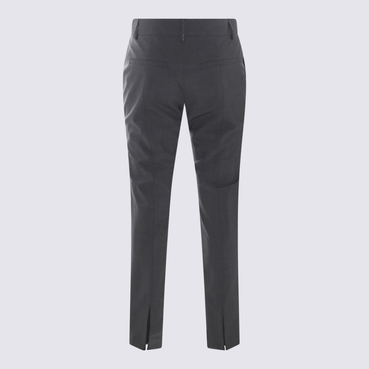 Shop Brunello Cucinelli Dark Grey Wool Blend Trousers
