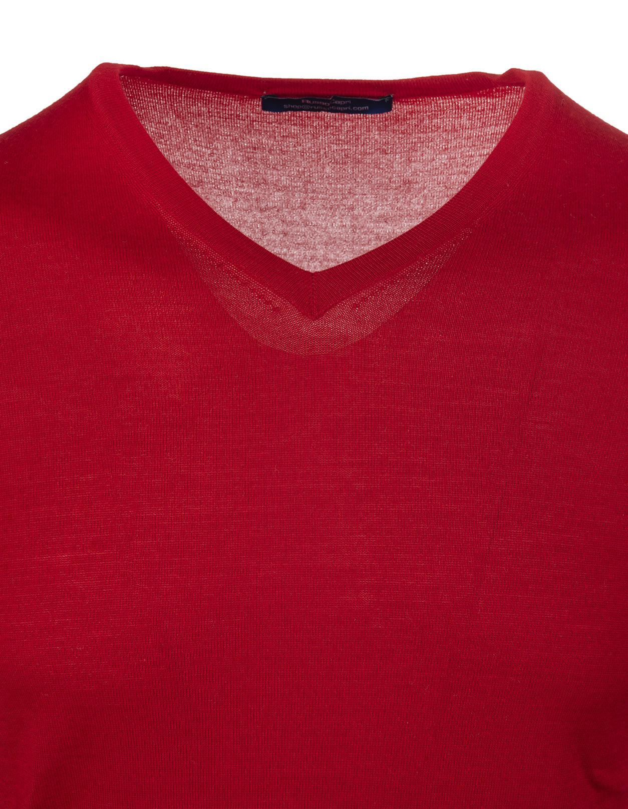 FEDELI FEDELI MAN V-NECK PULLOVER IN RED SILK AND CASHMERE