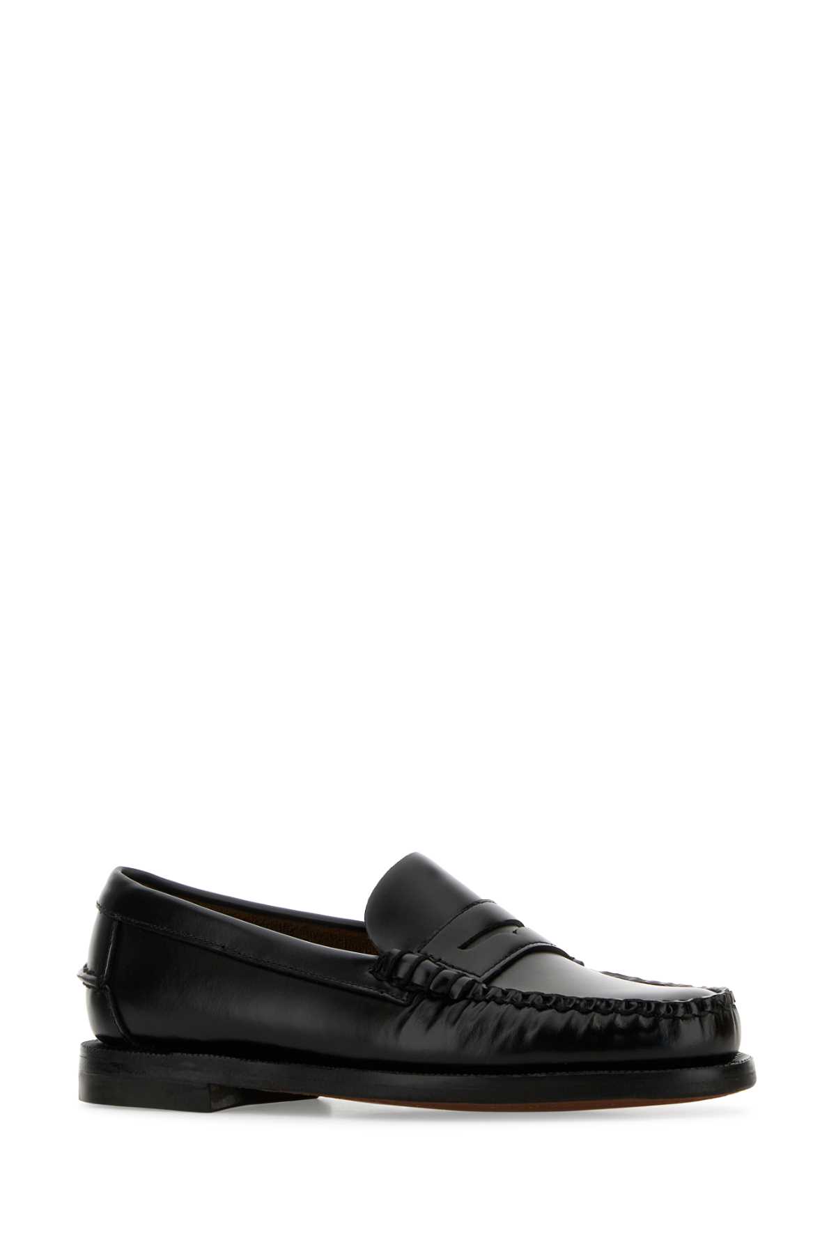Sebago Slip-on Black Leather Moccasins With Cut-out Detail