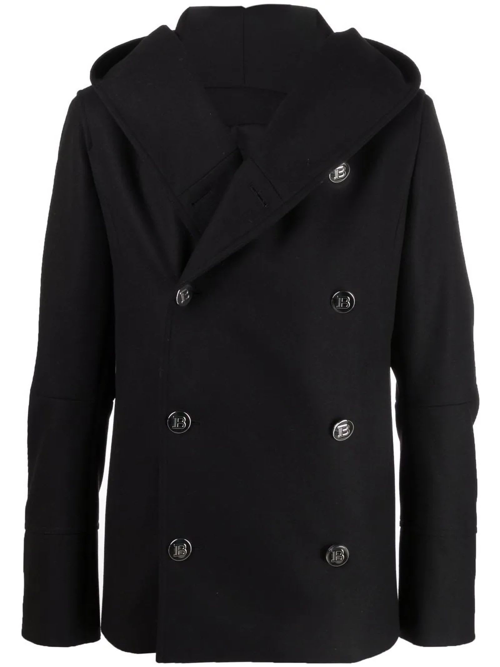 Balmain Black Virgin Wool-blend Coat