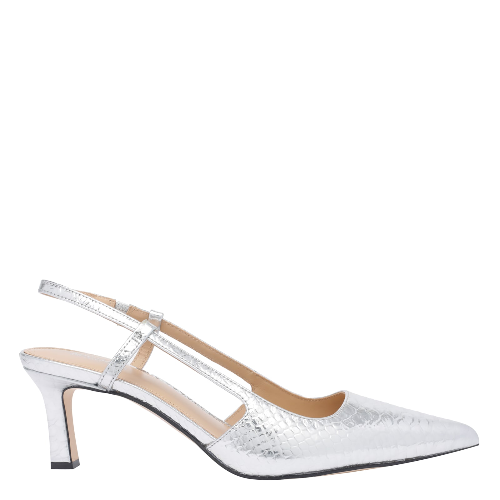 Michael Michael Kors Alora Metallic Snake Embossed Leather Slingback Pump