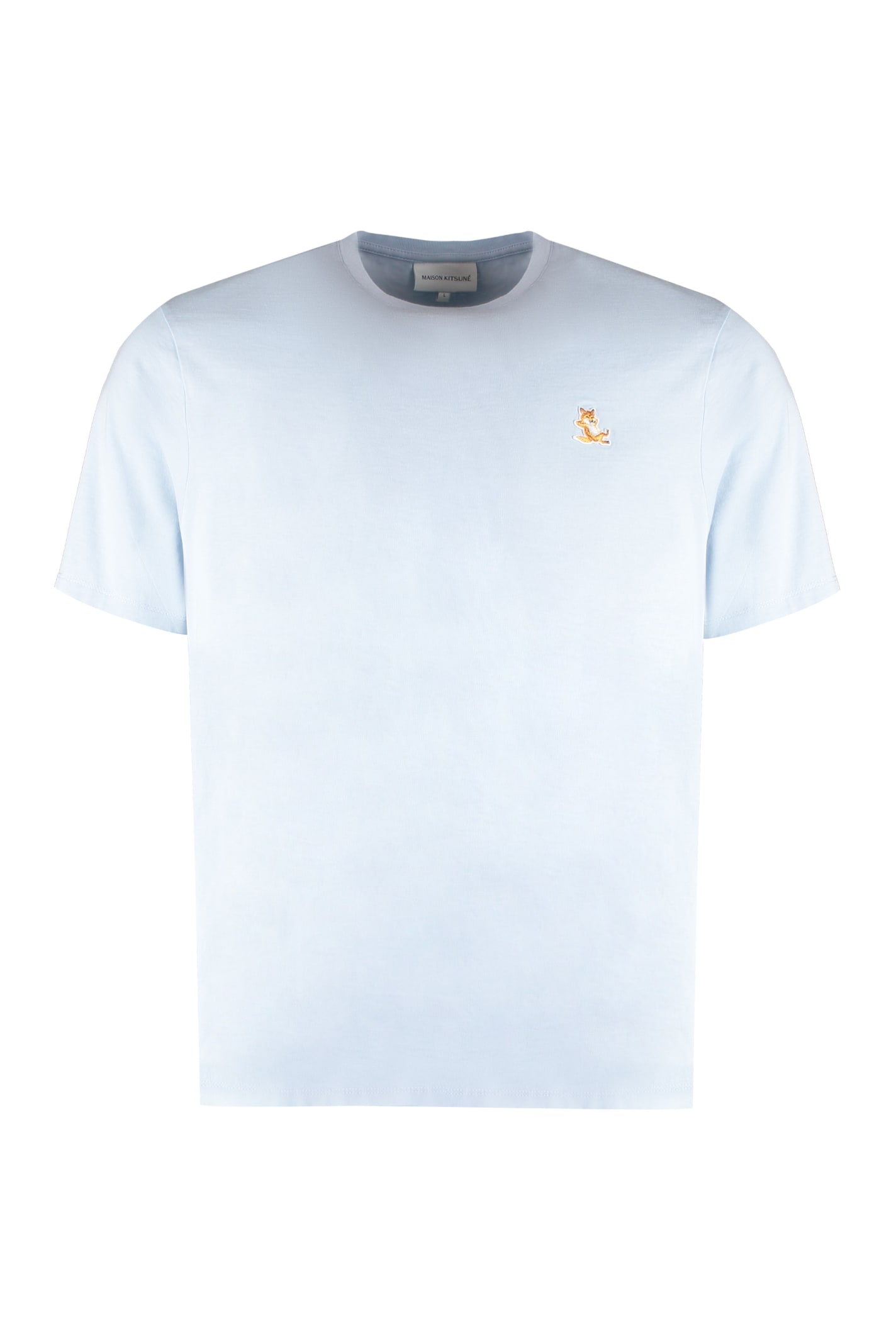 Shop Maison Kitsuné Cotton Crew-neck T-shirt In Light Blue