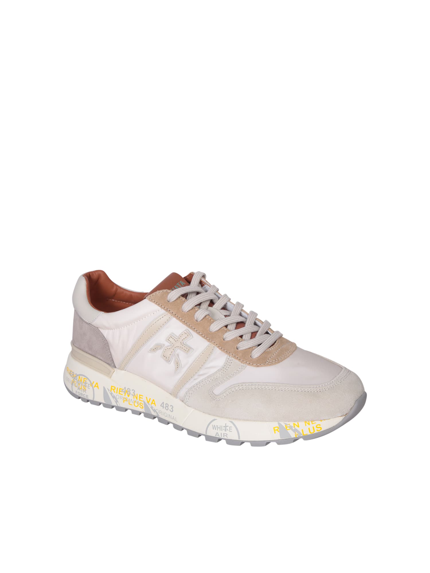 Shop Premiata Lander Beige Sneakers