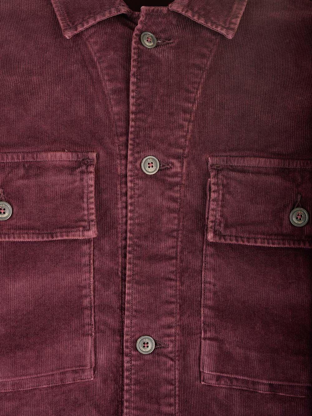 Shop C.p. Company Lens Detailed Corduroy Overshirt  In Purple