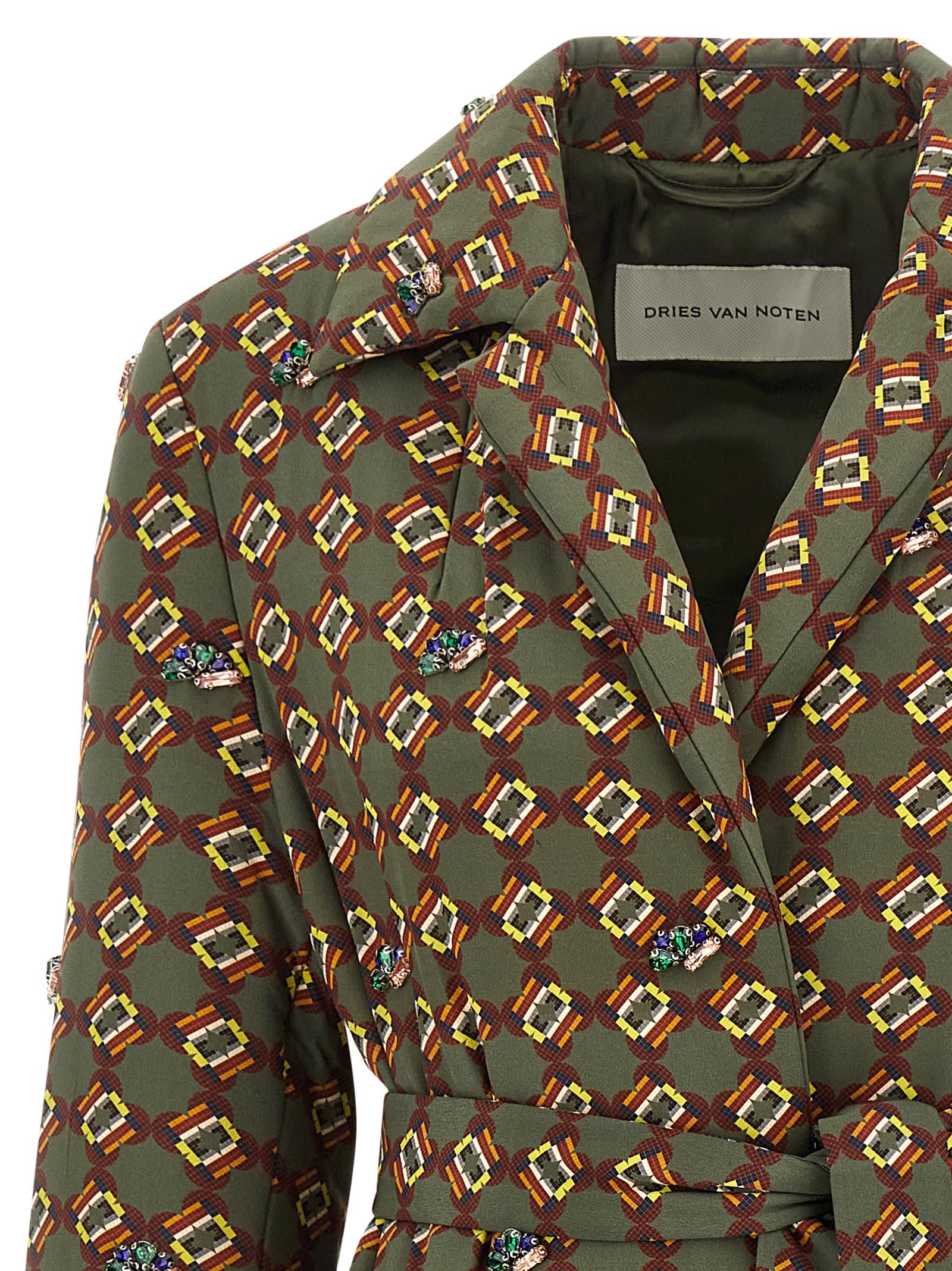 Dries Van Noten Long-sleeved Coat In Green