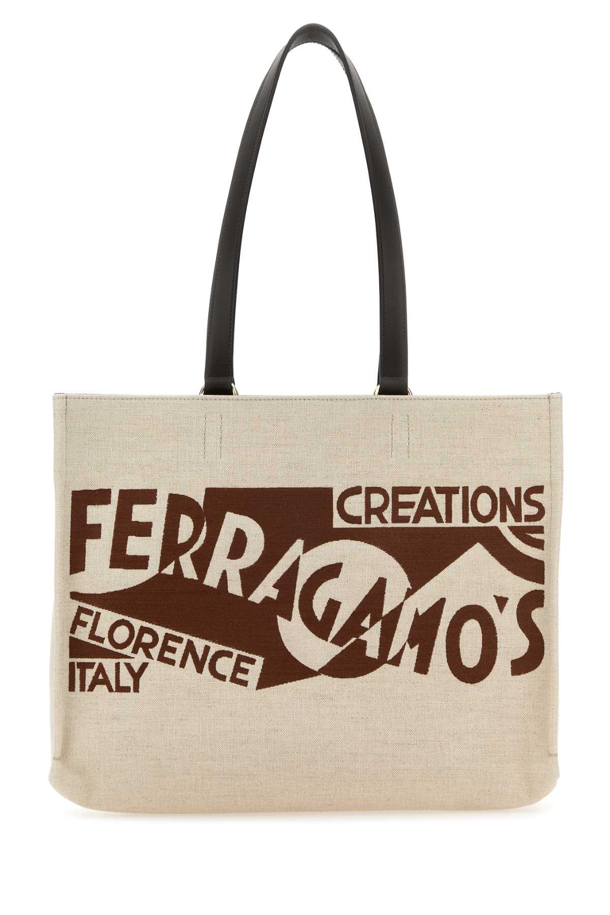 Shop Ferragamo Sand Canvas Shopping Bag In Testadimoro