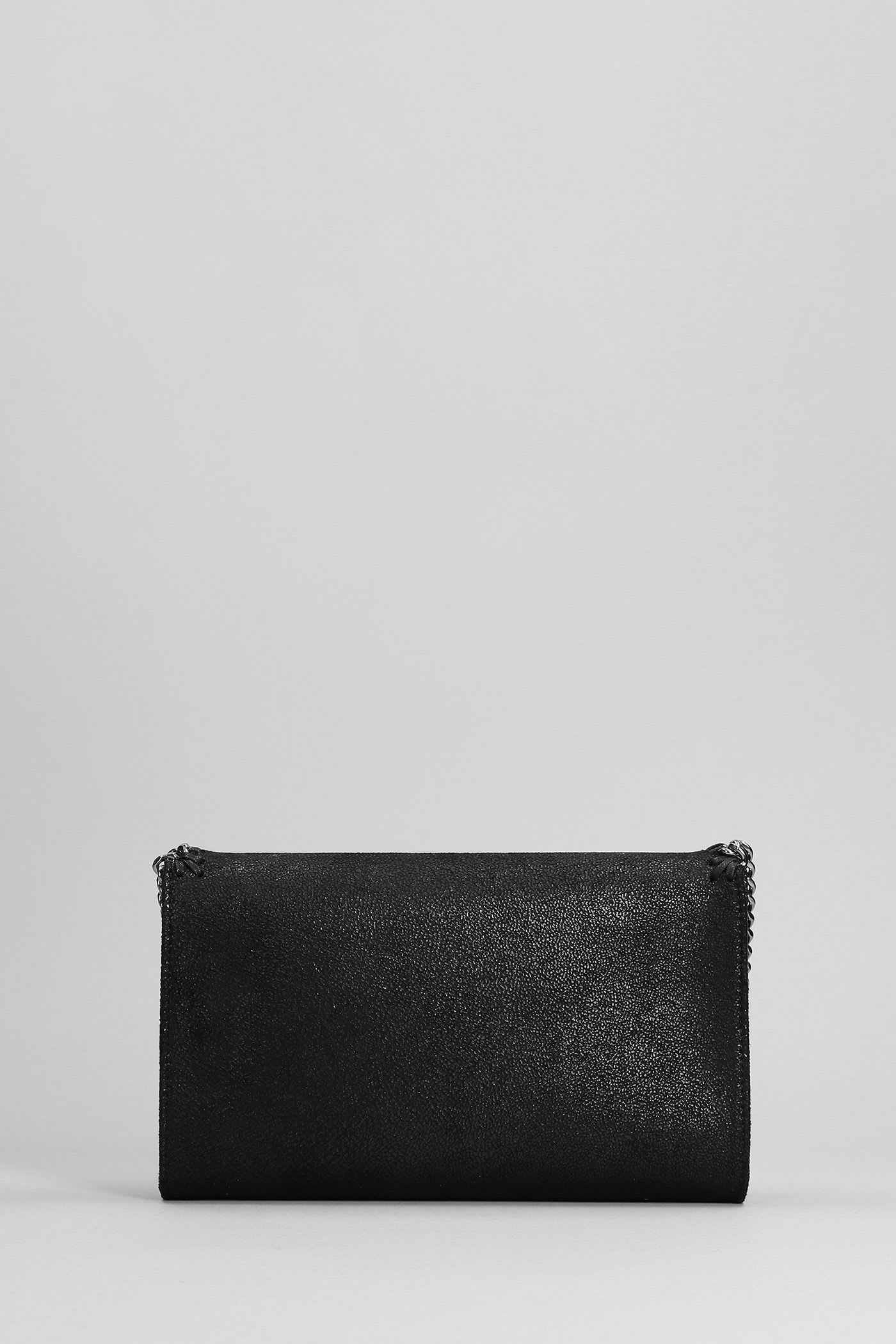 Stella Mccartney Falabella Shoulder Bag In Black Faux Leather In Black