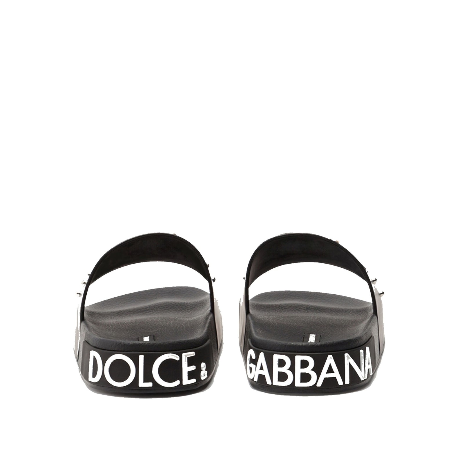 Shop Dolce & Gabbana Logo Beach Flats In Black