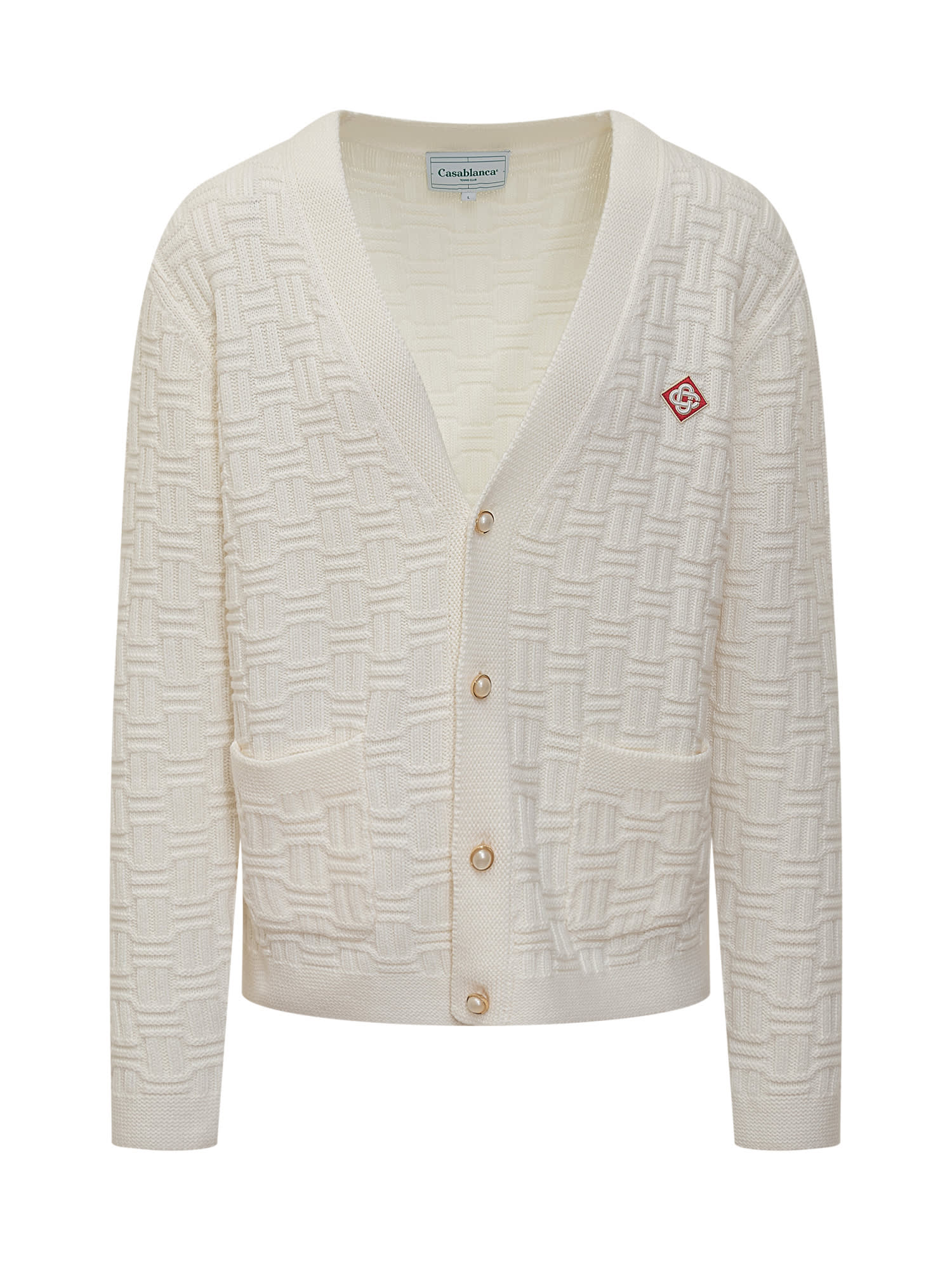 Shop Casablanca Column Cardigan In White