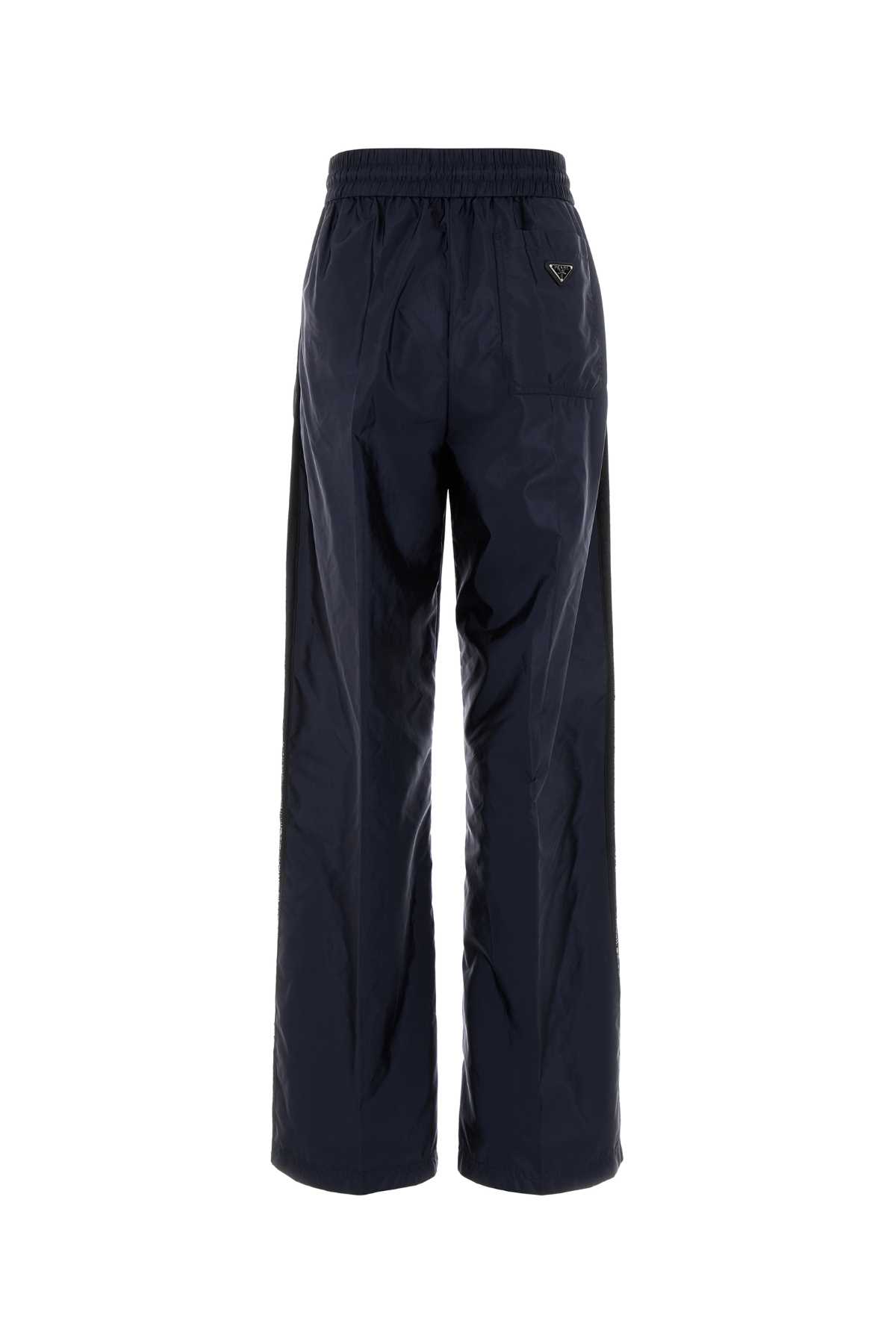 Prada Re-nylon And Lace Trousers In Blue