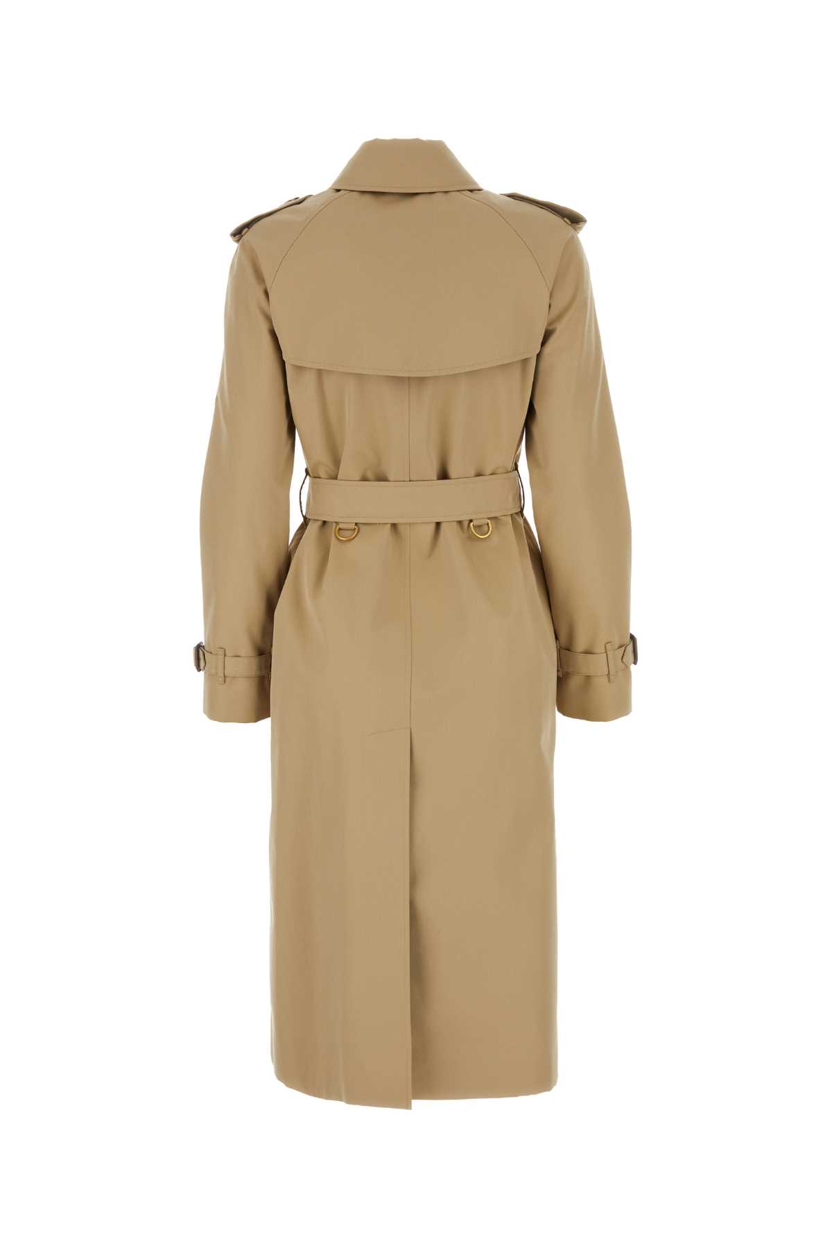 Shop Burberry Beige Cotton Heritage Waterloo Trench Coat In Honey