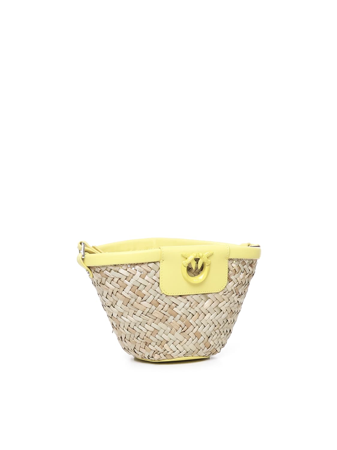 Shop Pinko Love Summer Bag Mini In Naturale/giallo