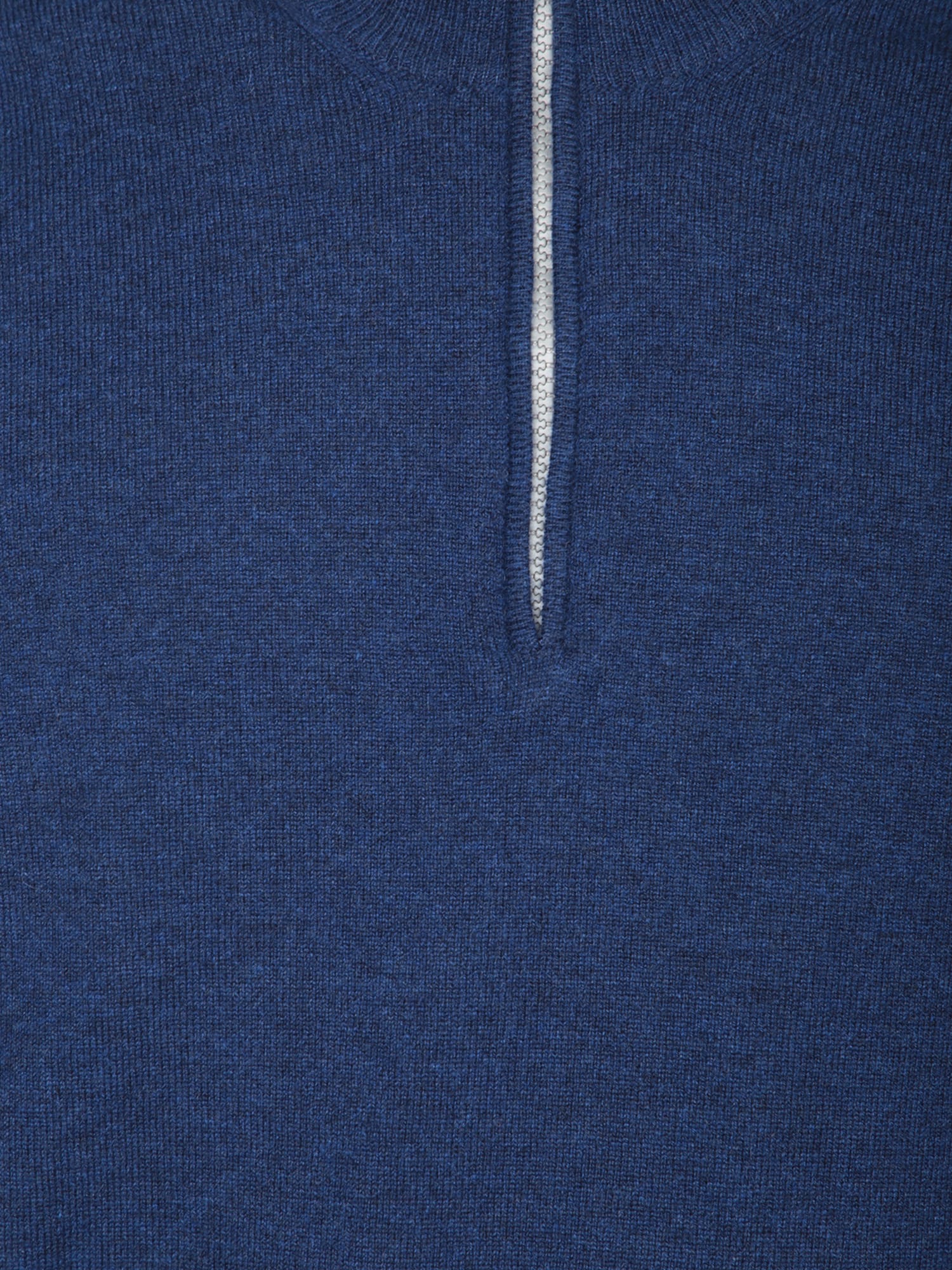Brunello Cucinelli Sapphire Blue Cashmere Midzip Sweater In Blue