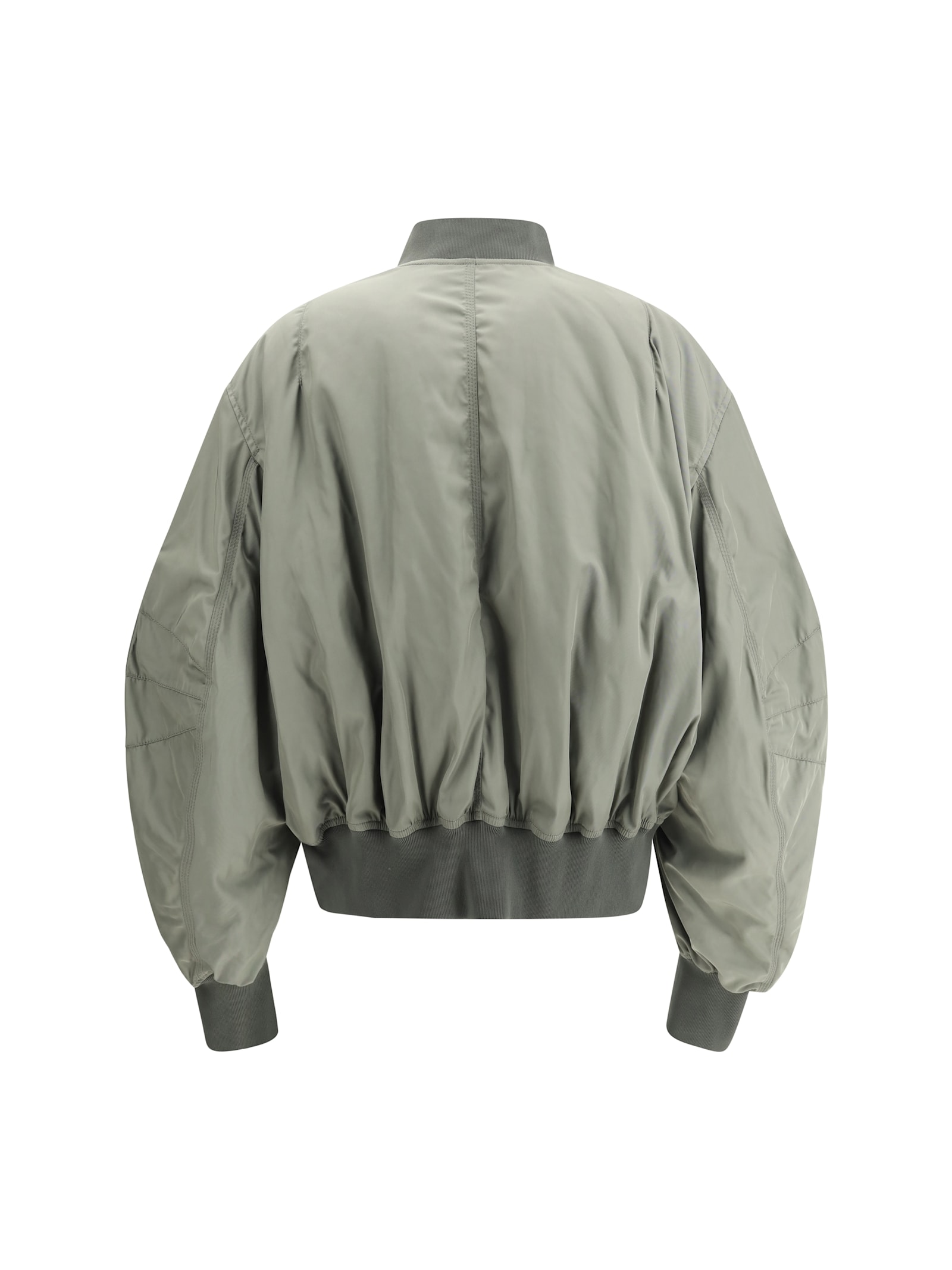 Attico Green Bomber Jacket With Zip Pocket On The Sleeve In Tech Fabric Woman In Khaki