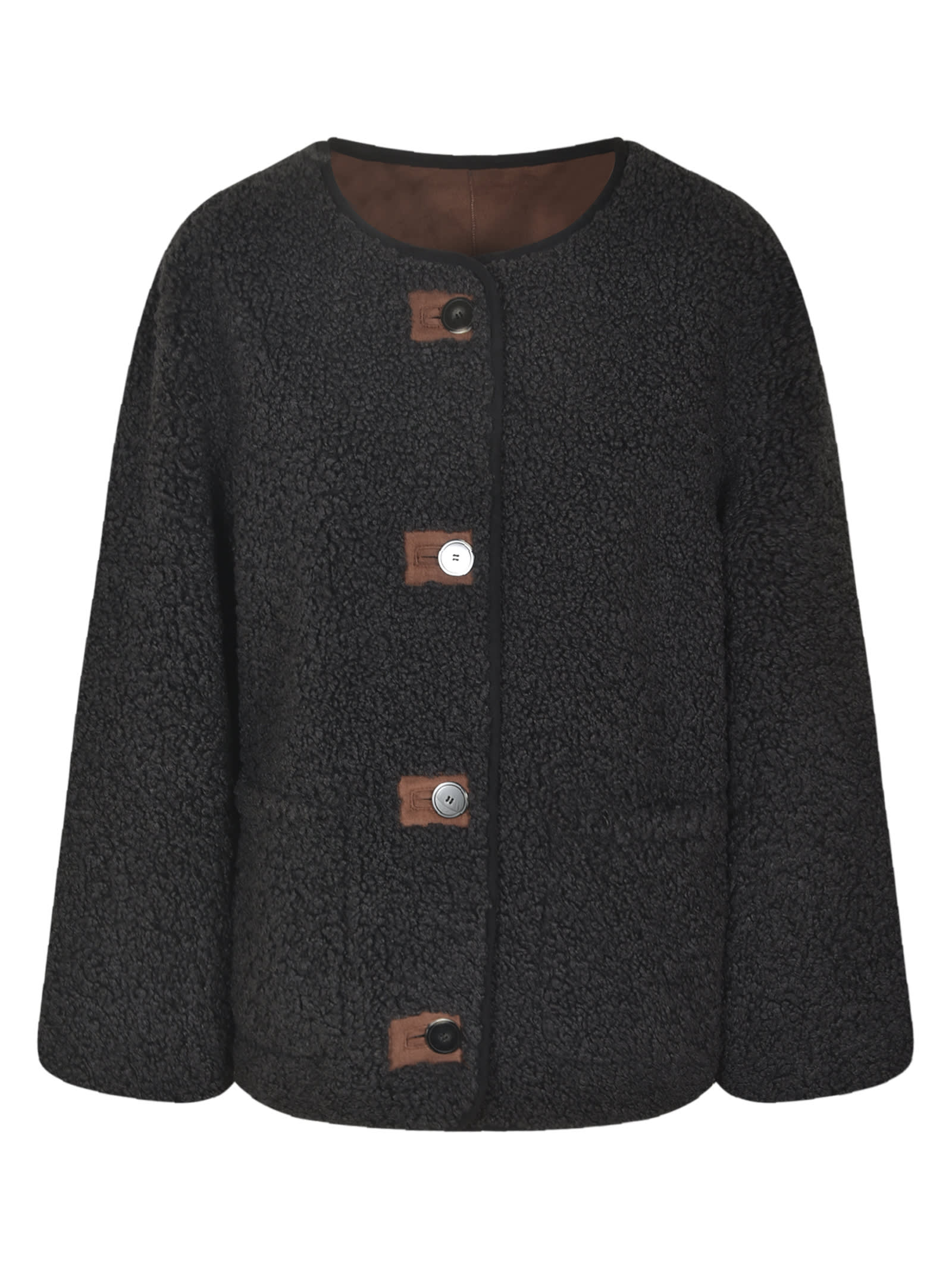 Forte_Forte Fur Applique Buttoned Jacket