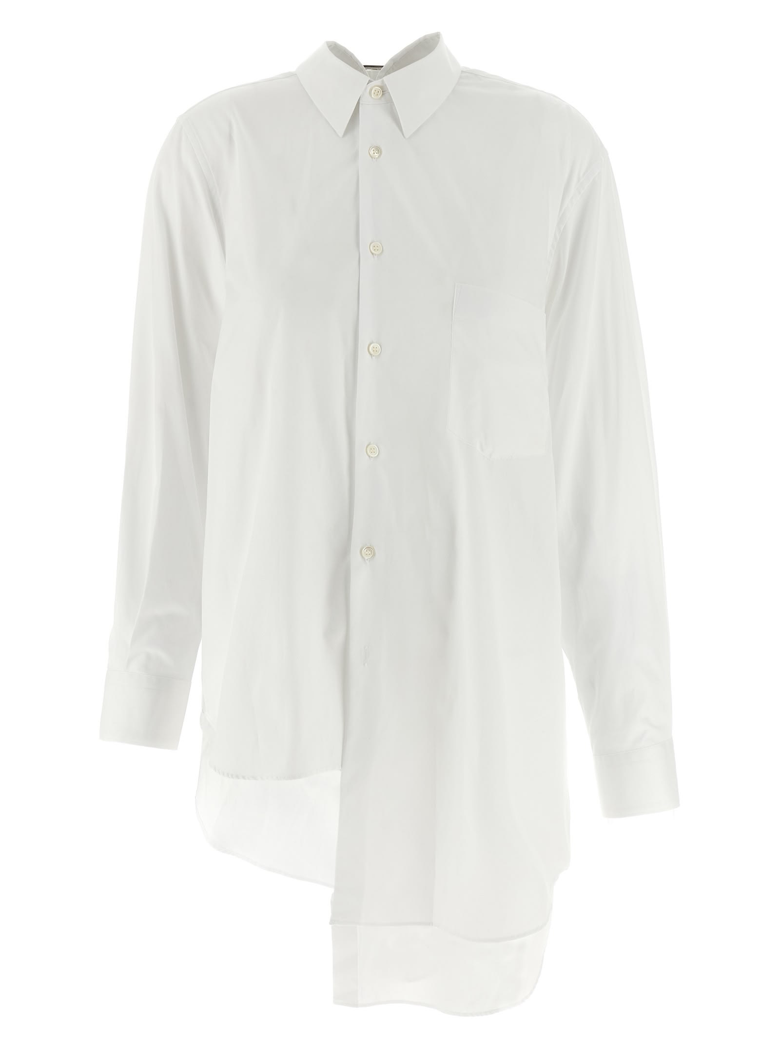 Comme Des Garçons Cotton Broadcloth Button-up Shirt In White