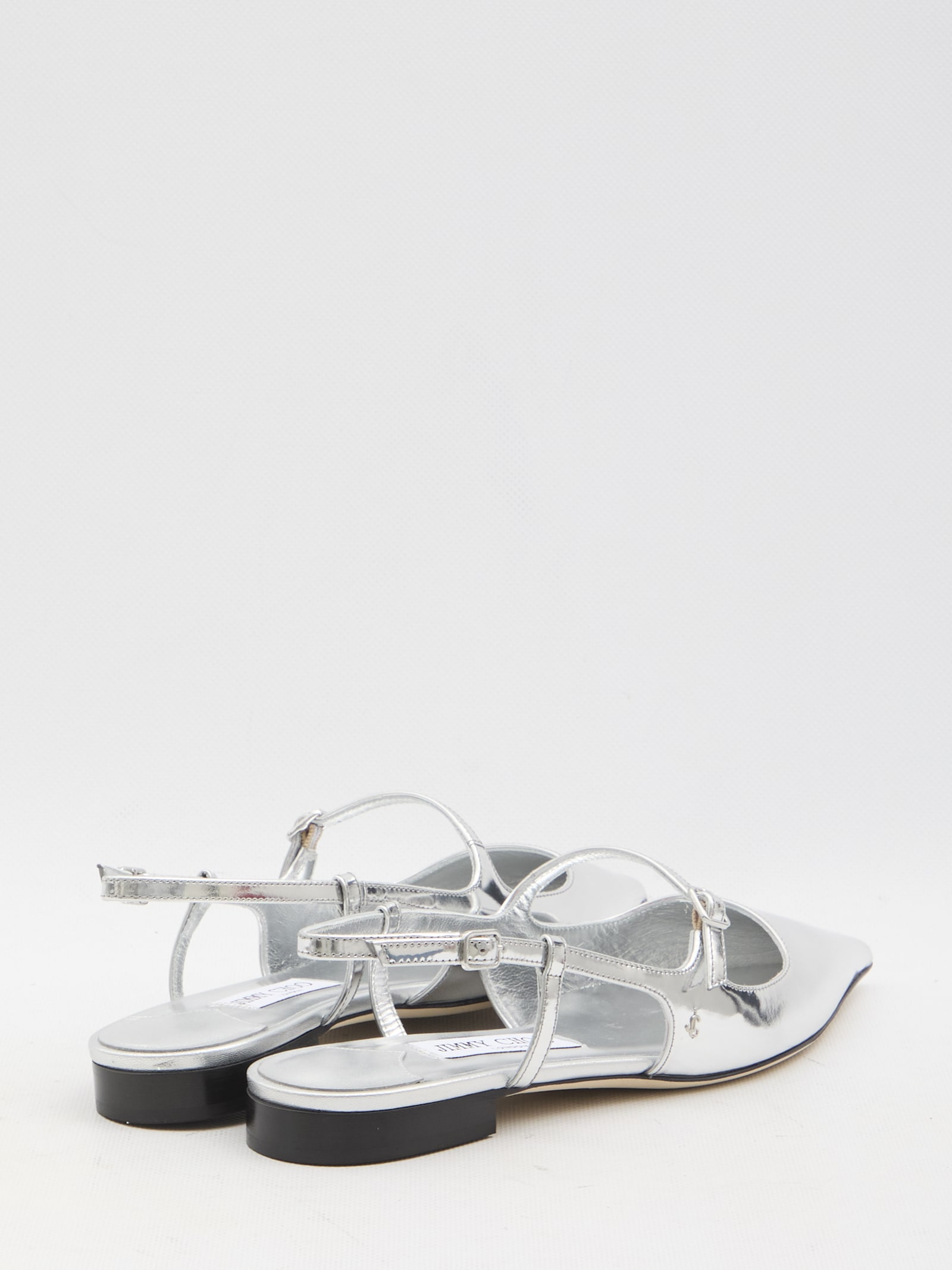 Jimmy Choo Pointed Toe Metallic Leather Sling Back Ballerina