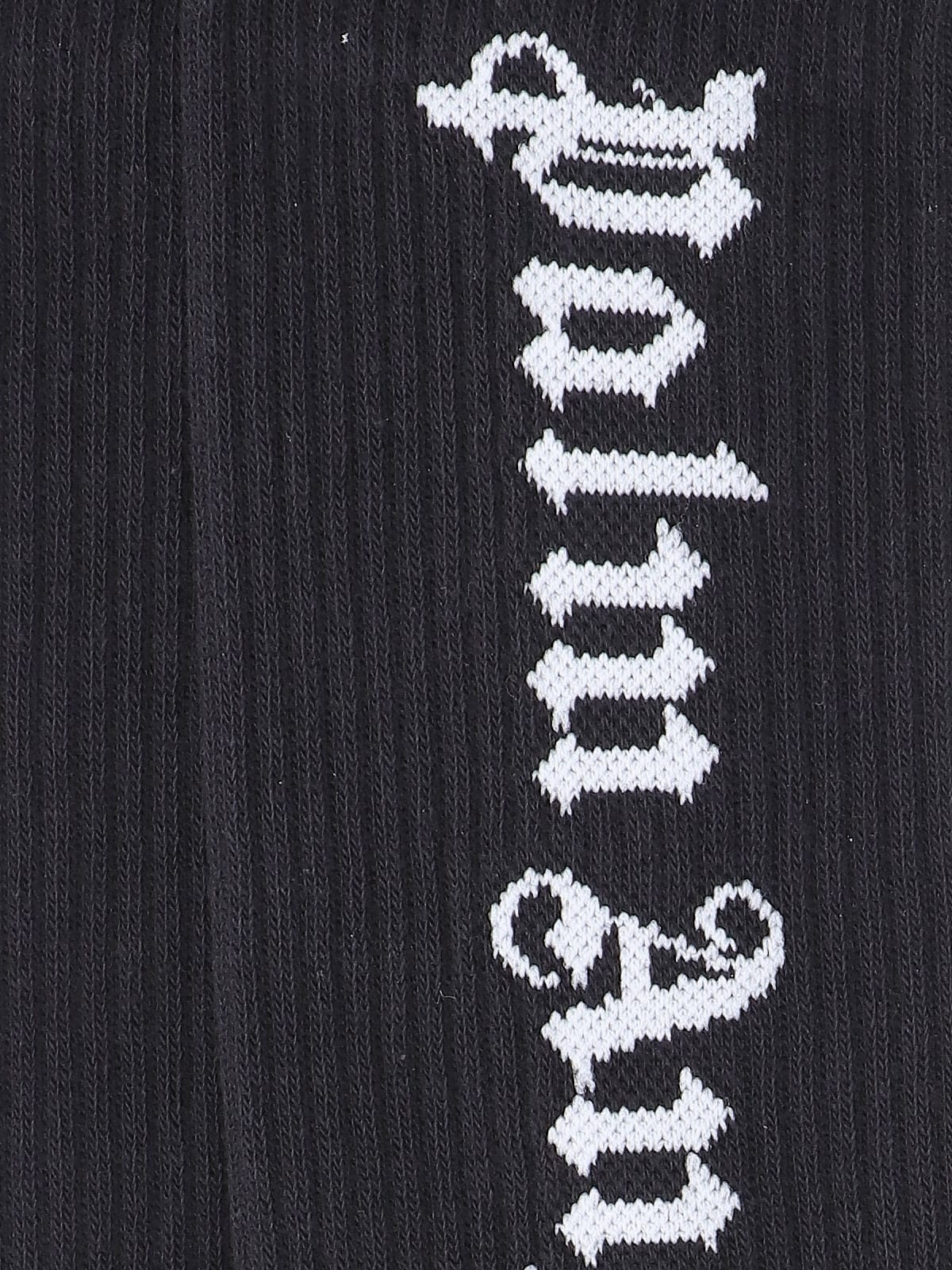 Palm Angels Black Gothic Logo Socks In Nero