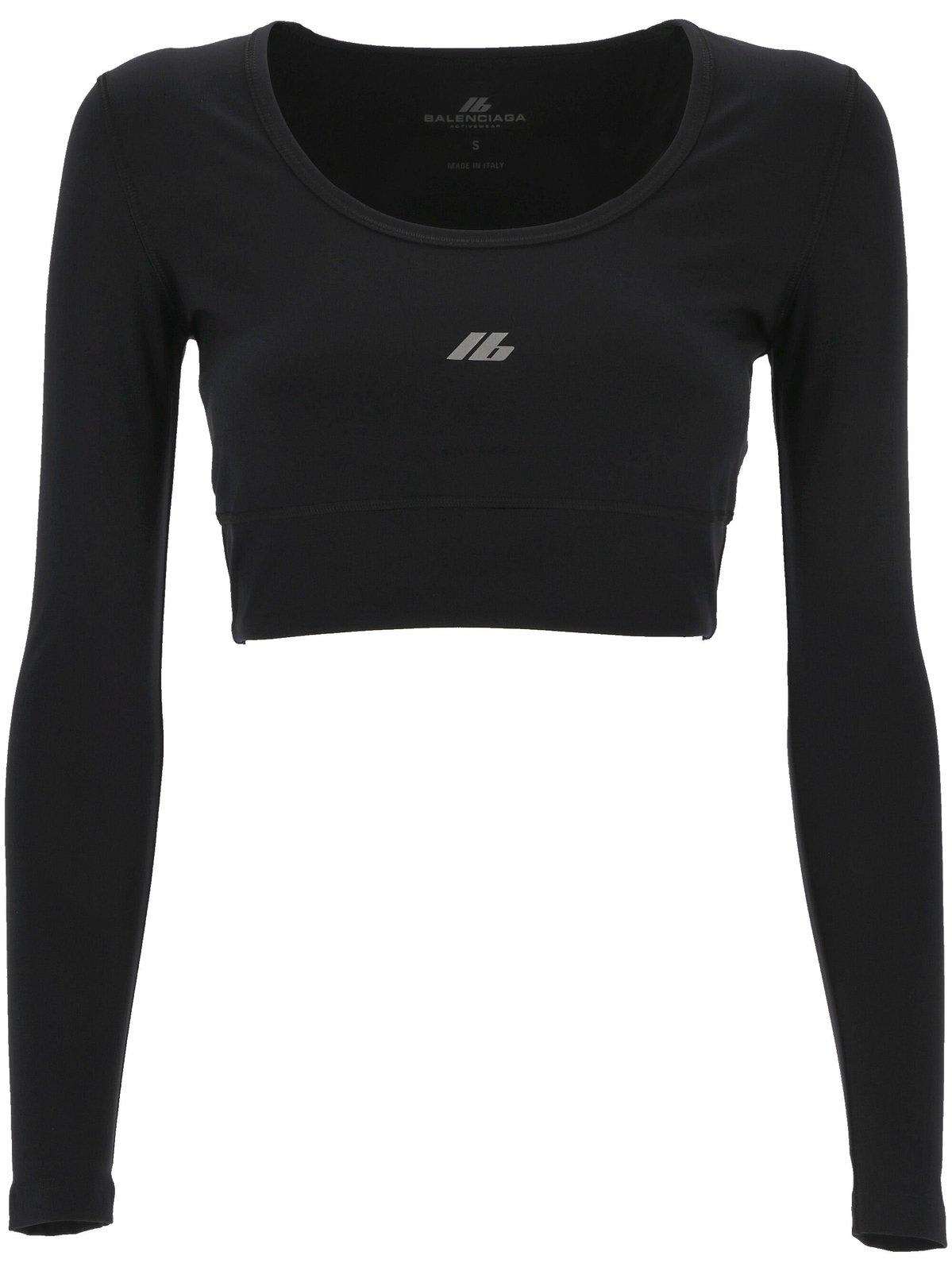 Balenciaga Activewear Long-sleeved Sports Bra In Black