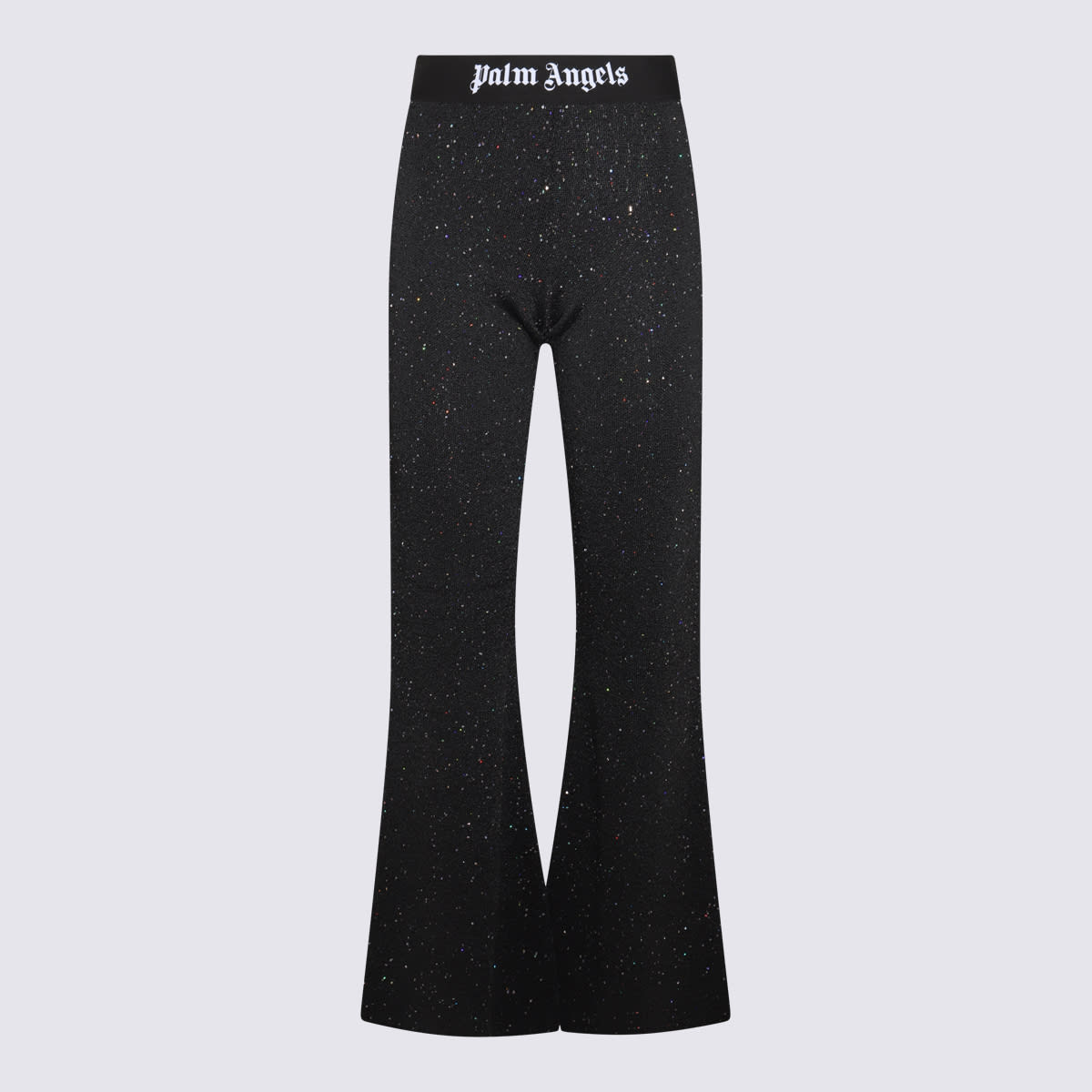 Shop Palm Angels Black And White Viscose Blend Trousers