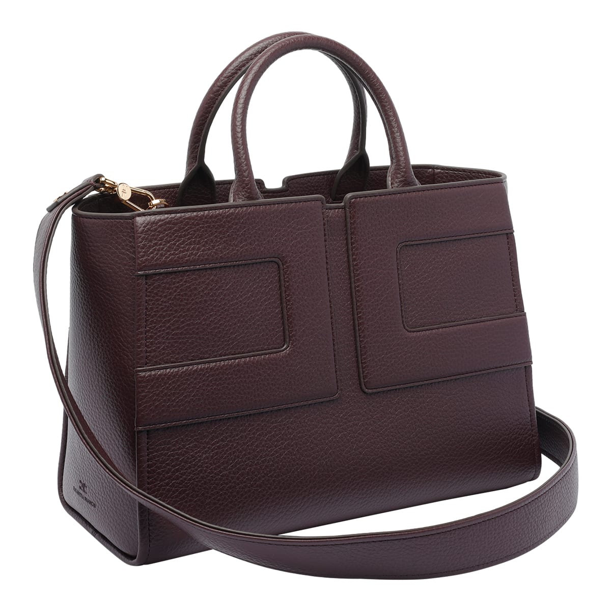 Elisabetta Franchi Leather Textured Shoulder Bag With 2 Handles In Purple