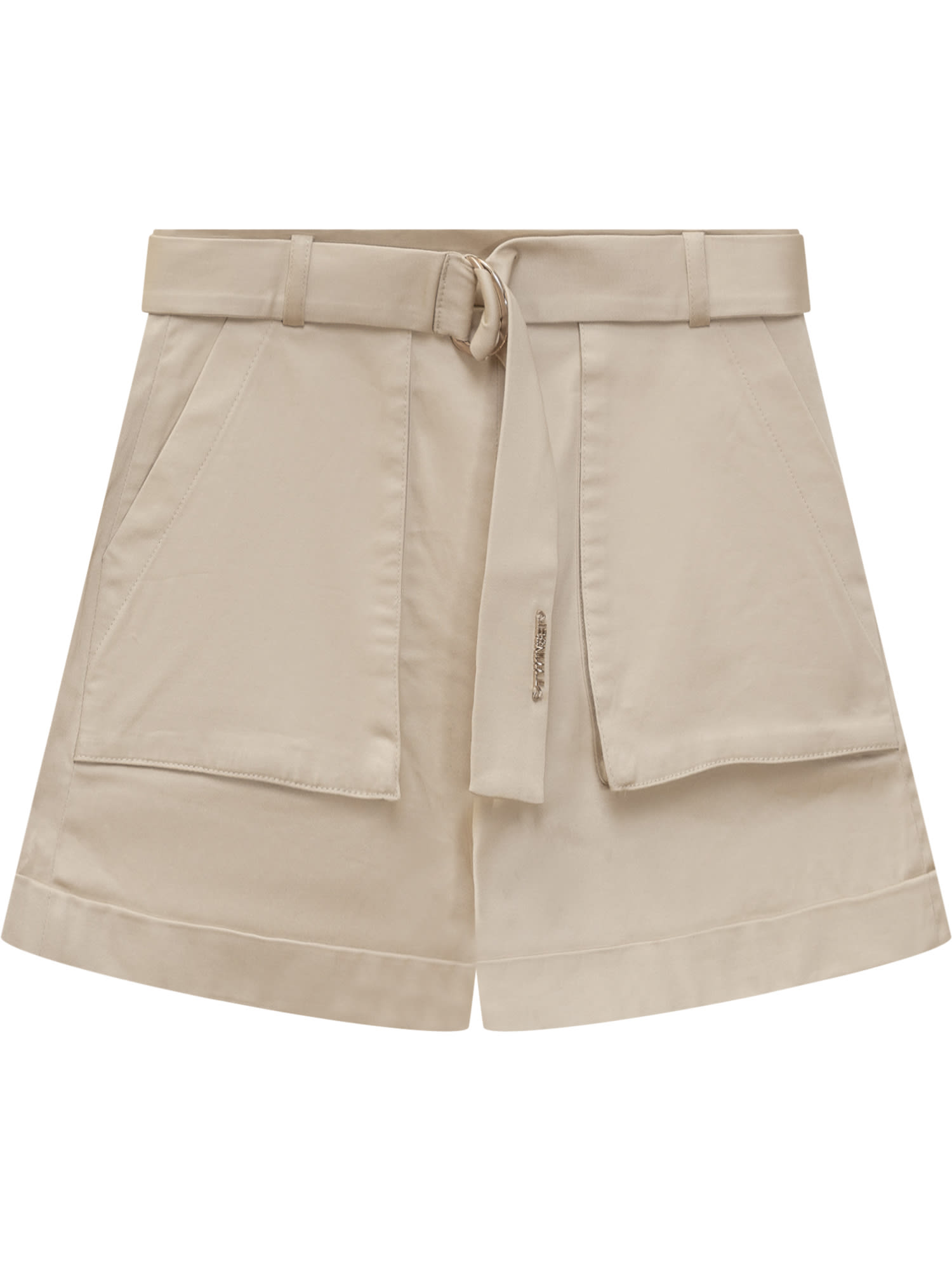 Shop Twinset Shorts With Logo In Fiocchi Avena