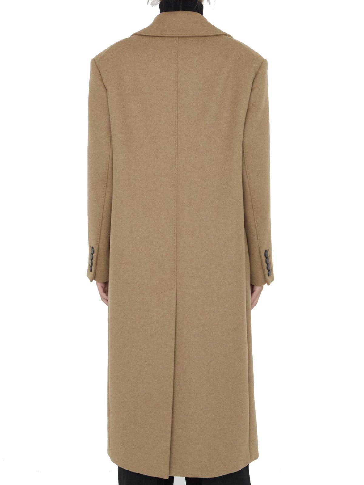 Shop Max Mara Certo Double-breasted Long-sleeved Coat In Cammello