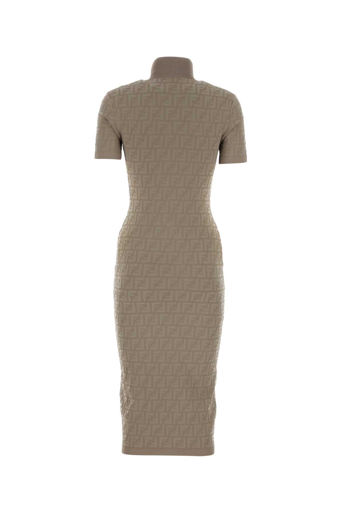 Shop Fendi Cappuccino Viscose Blend Dress In Taupe