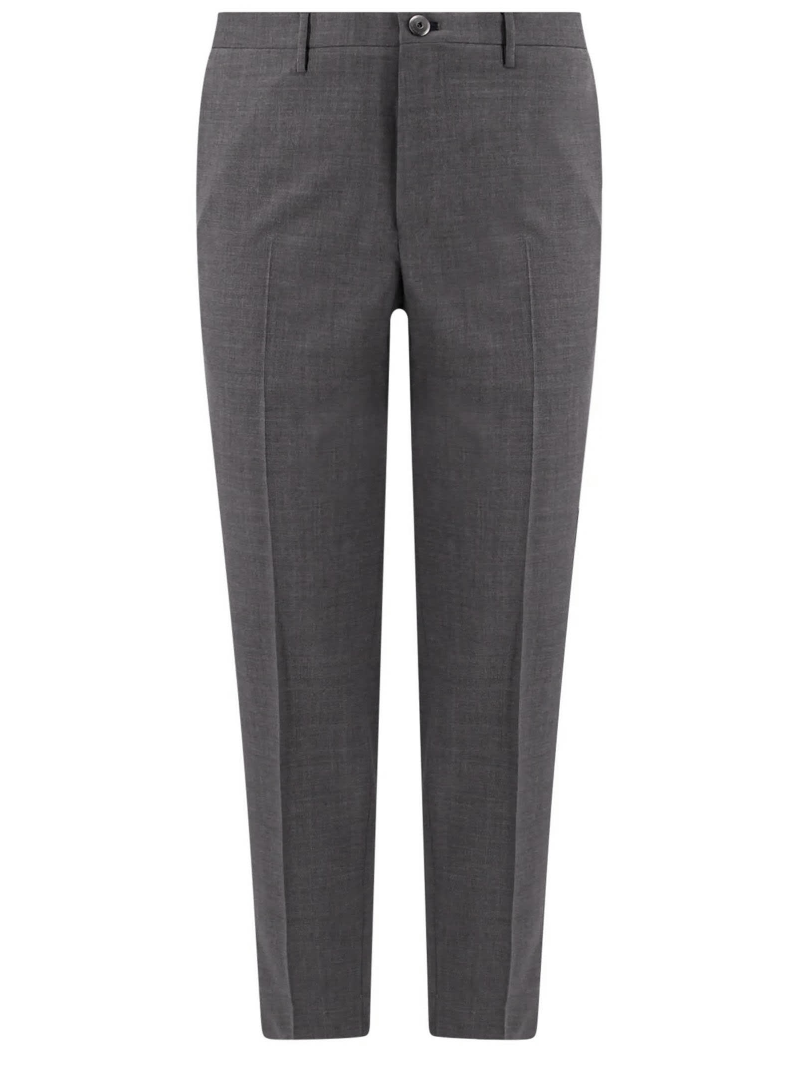 Shop Incotex Grey Virgin Wool Chino Trousers