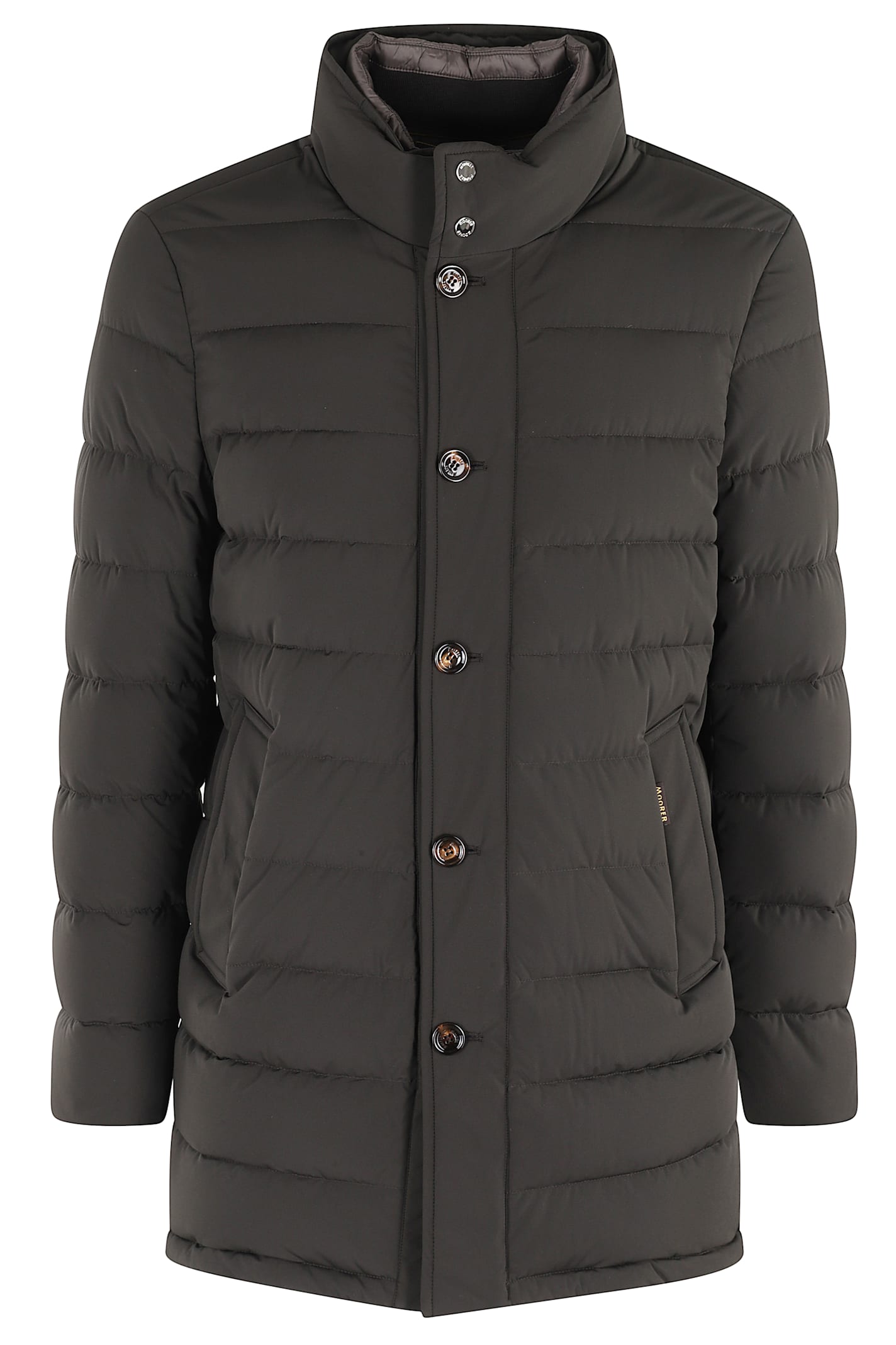 Moorer Long-sleeved Stand-collar Cotton Coat In Gray