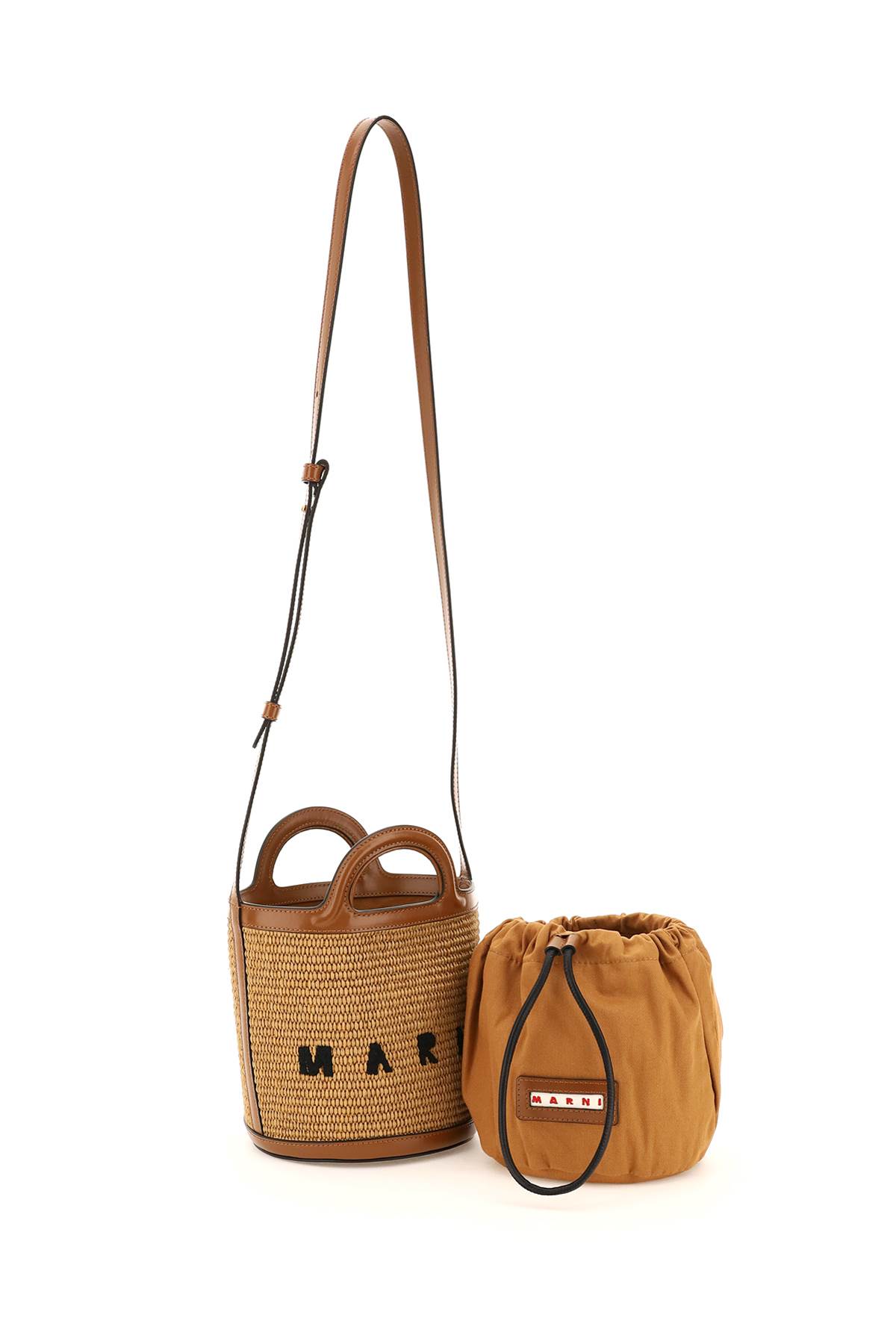 Shop Marni Raffia Tropicalia Bucket Bag In Natural