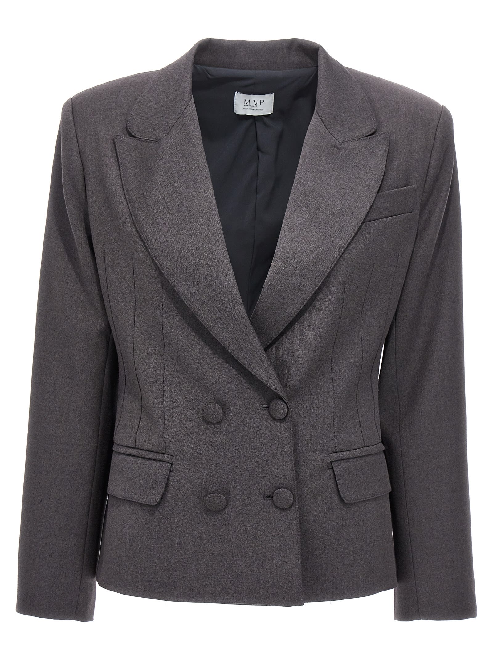 Shop Mvp Wardrobe Meda Blazer In Gray