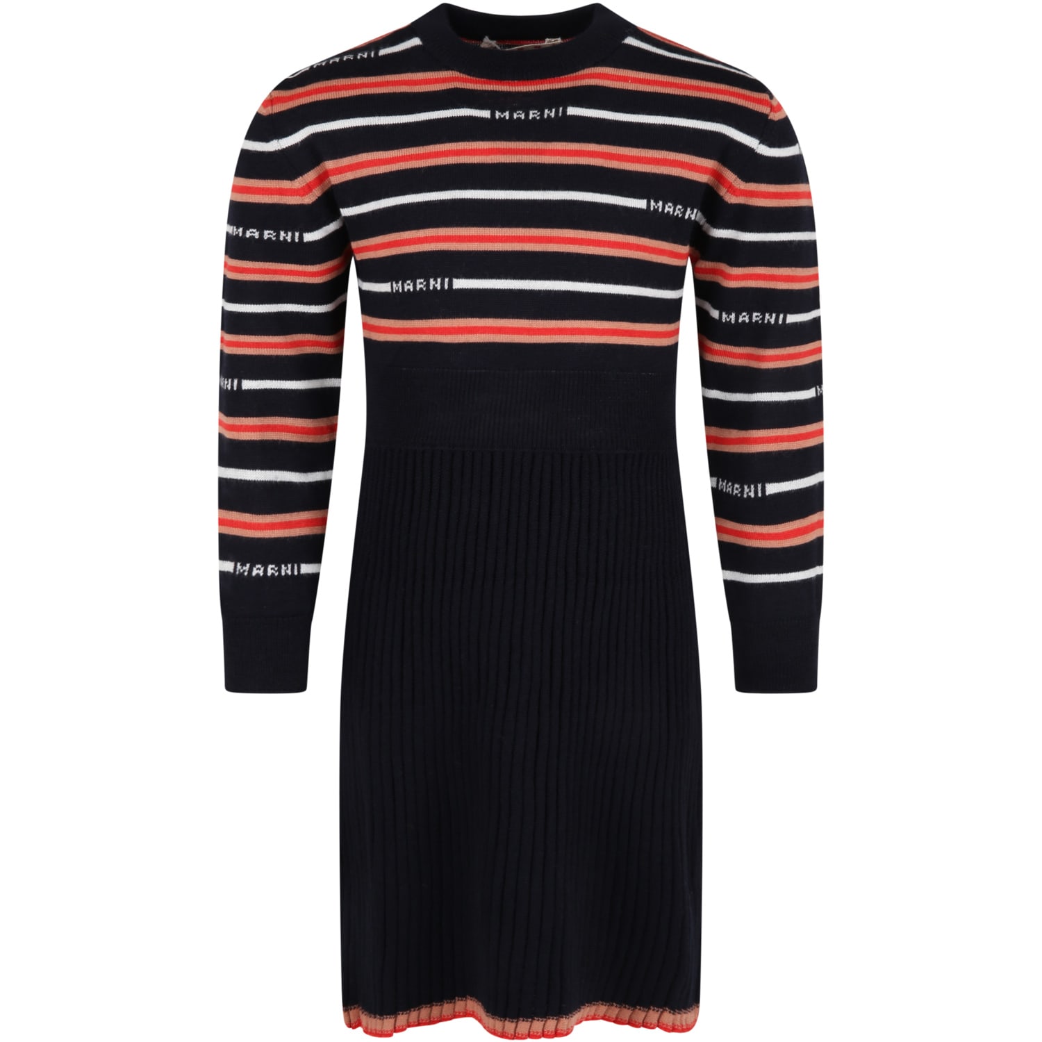 Marni Multicolor Dress For Girl With Logos